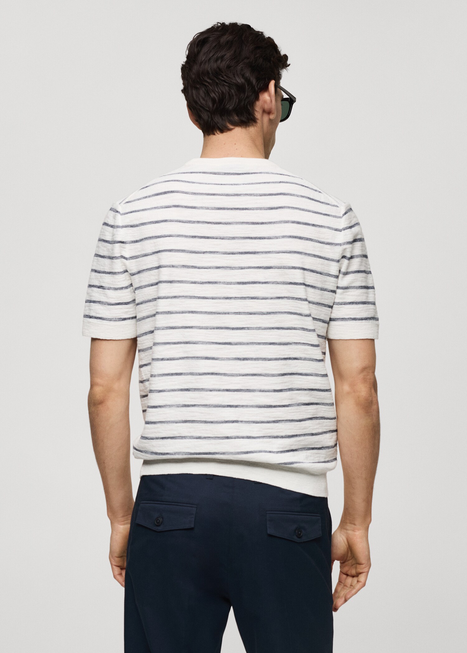 Striped knit cotton t-shirt - Reverse of the article
