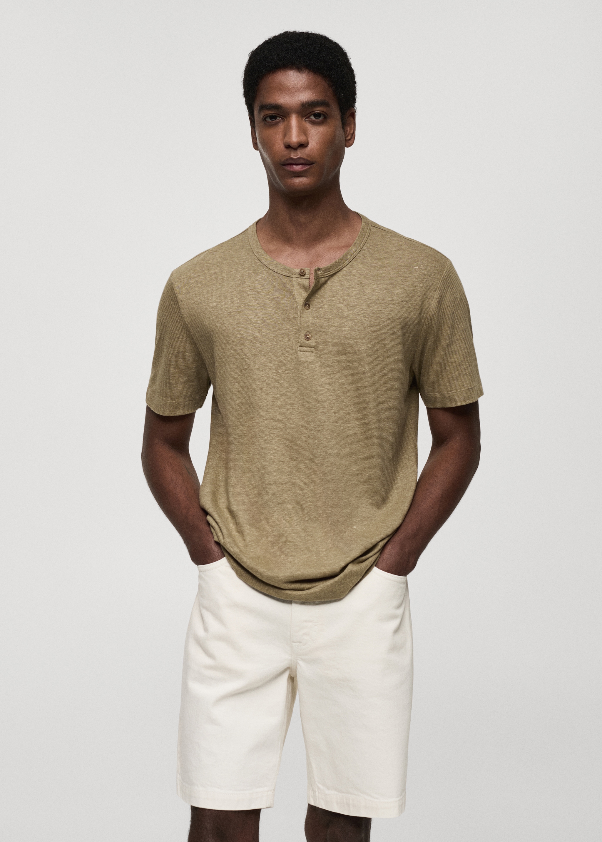Slim-fit linen-blend t-shirt