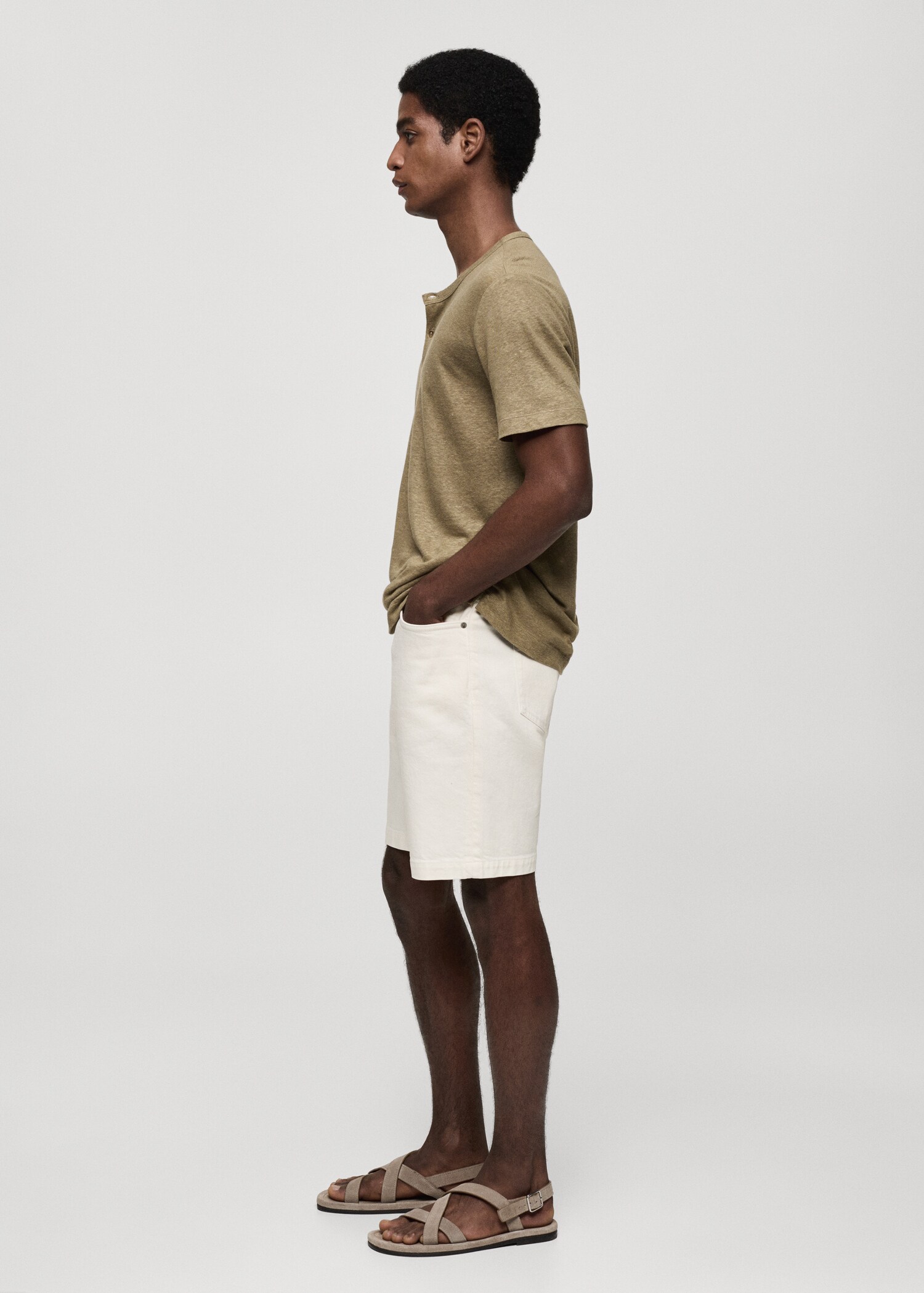 T-shirt slim-fit mélange de lin - Détail de l'article 2