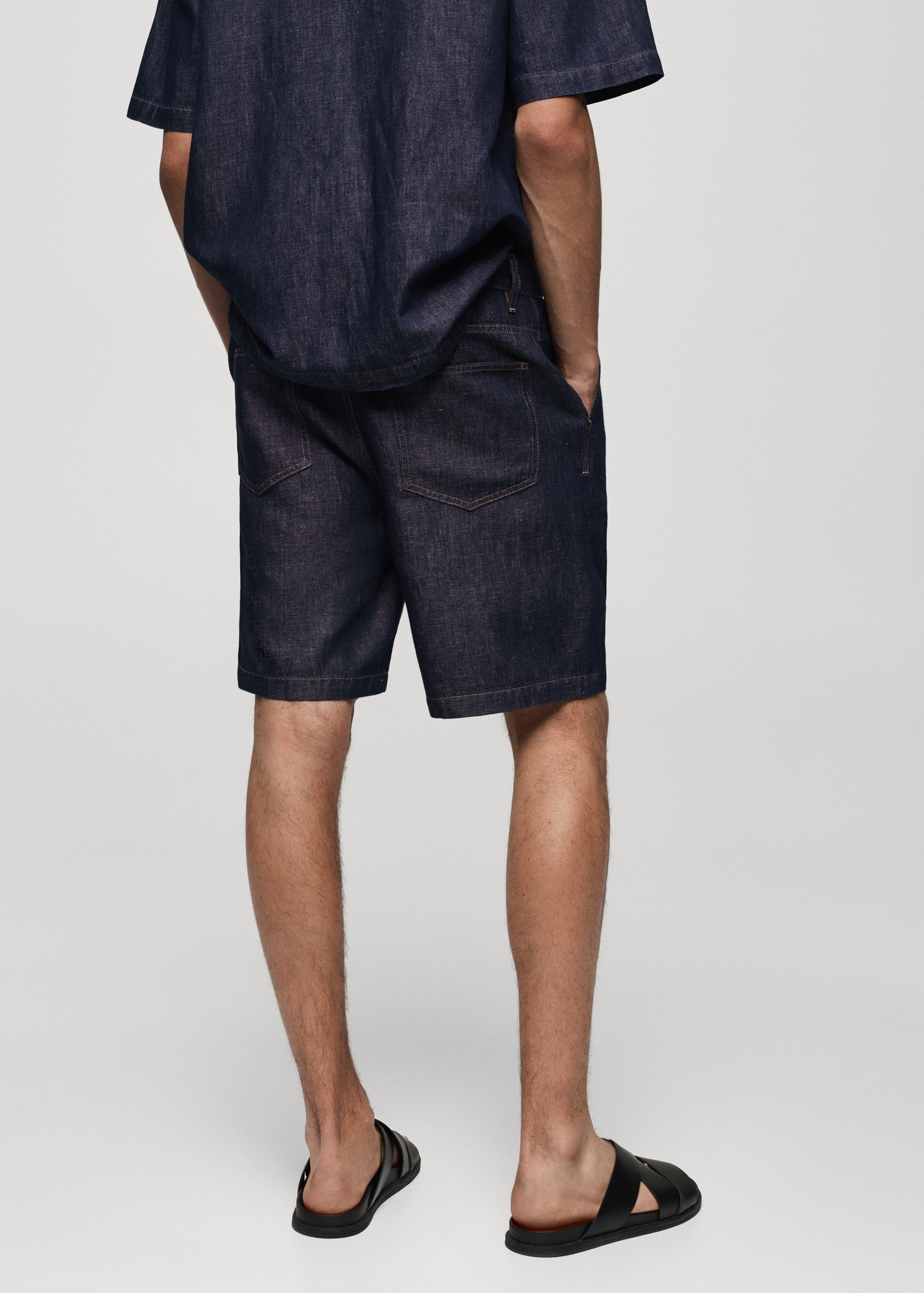 100% cotton denim-effect bermuda shorts - Reverse of the article