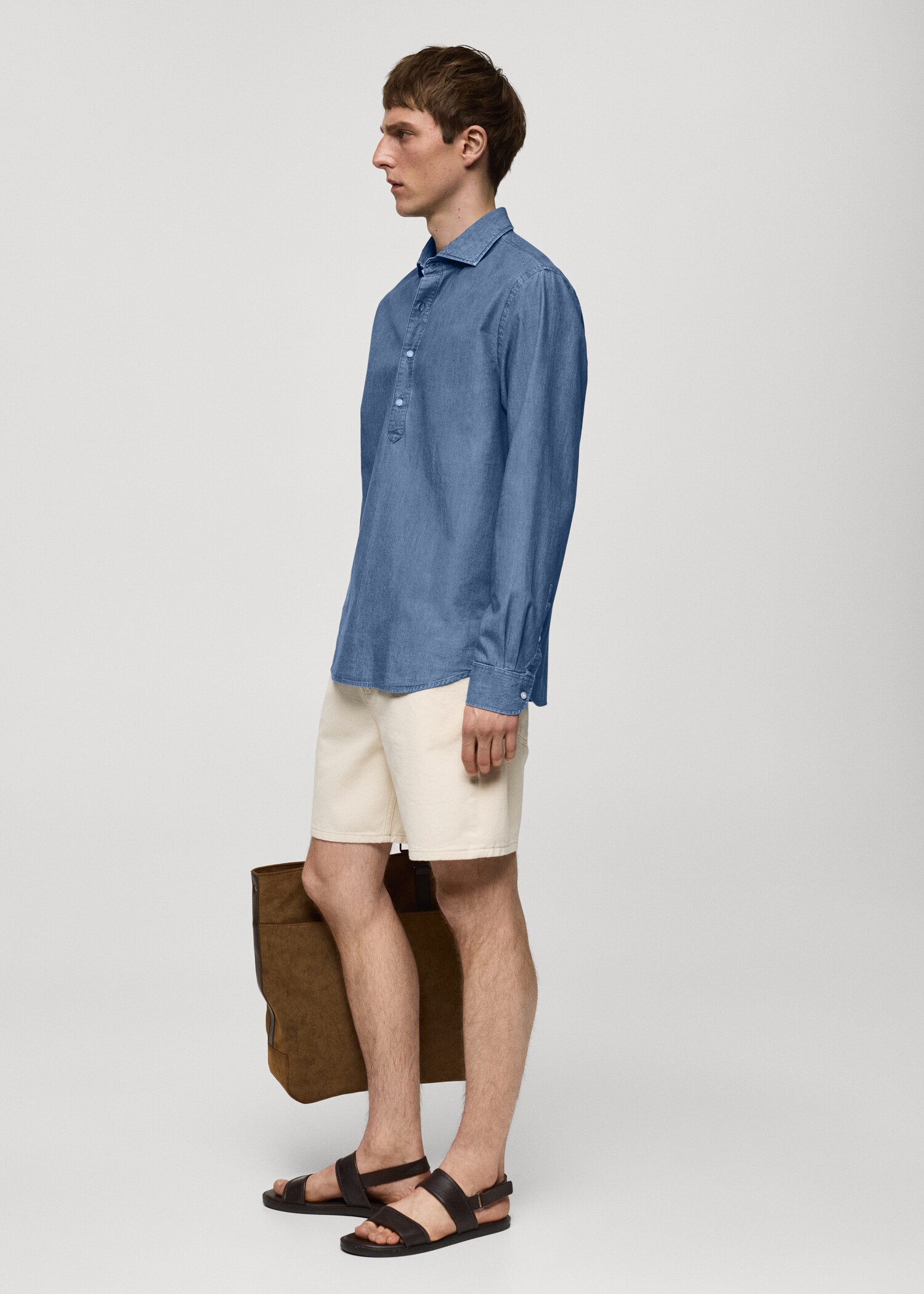 100% cotton chambray polo shirt - Details of the article 2