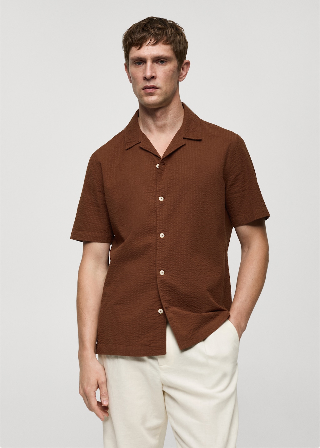 Mango Regular-Fit-Hemd aus 100 % Seersucker-Baumwolle