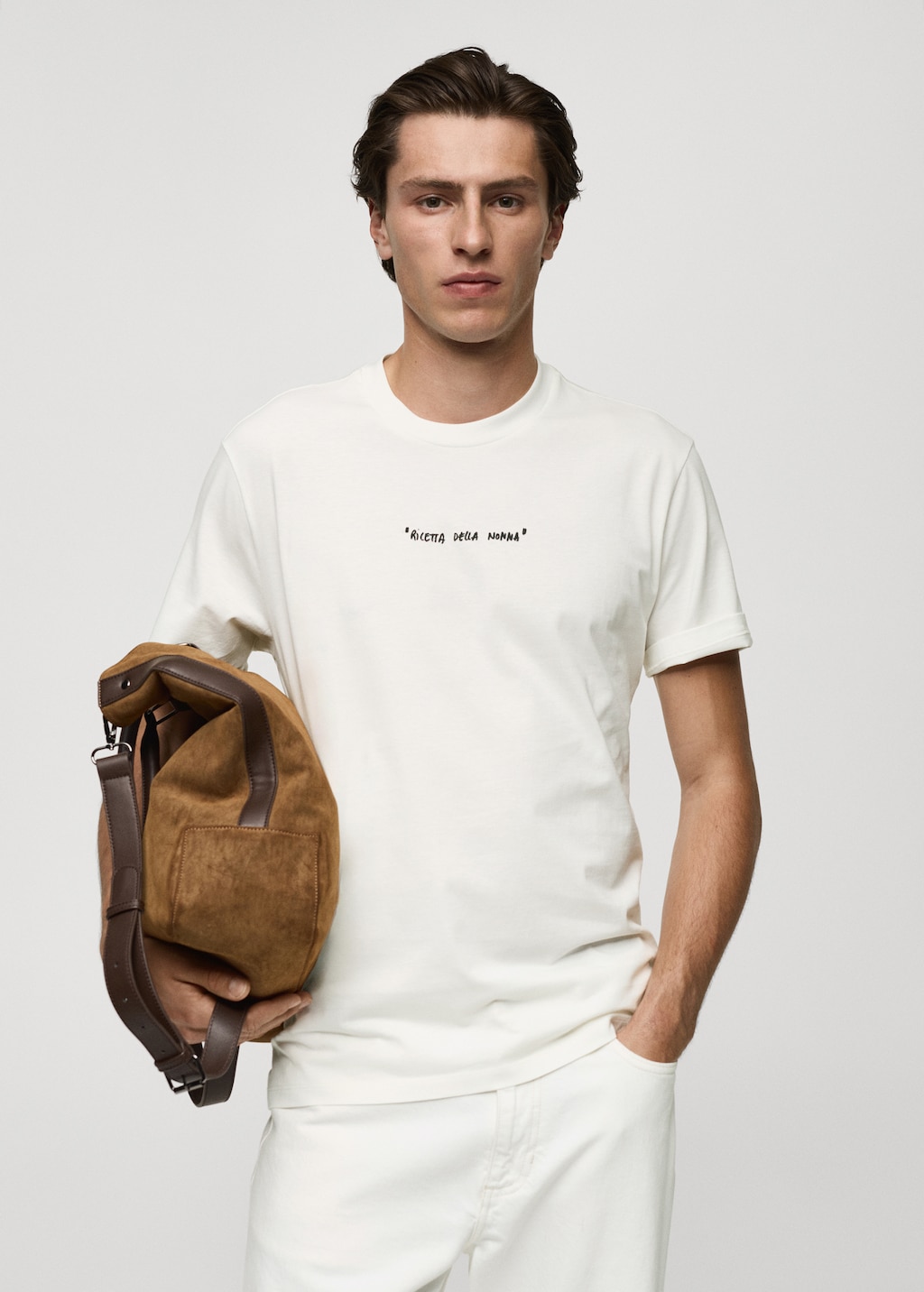 Mango Gemustertes Regular-Fit-T-Shirt aus Baumwolle
