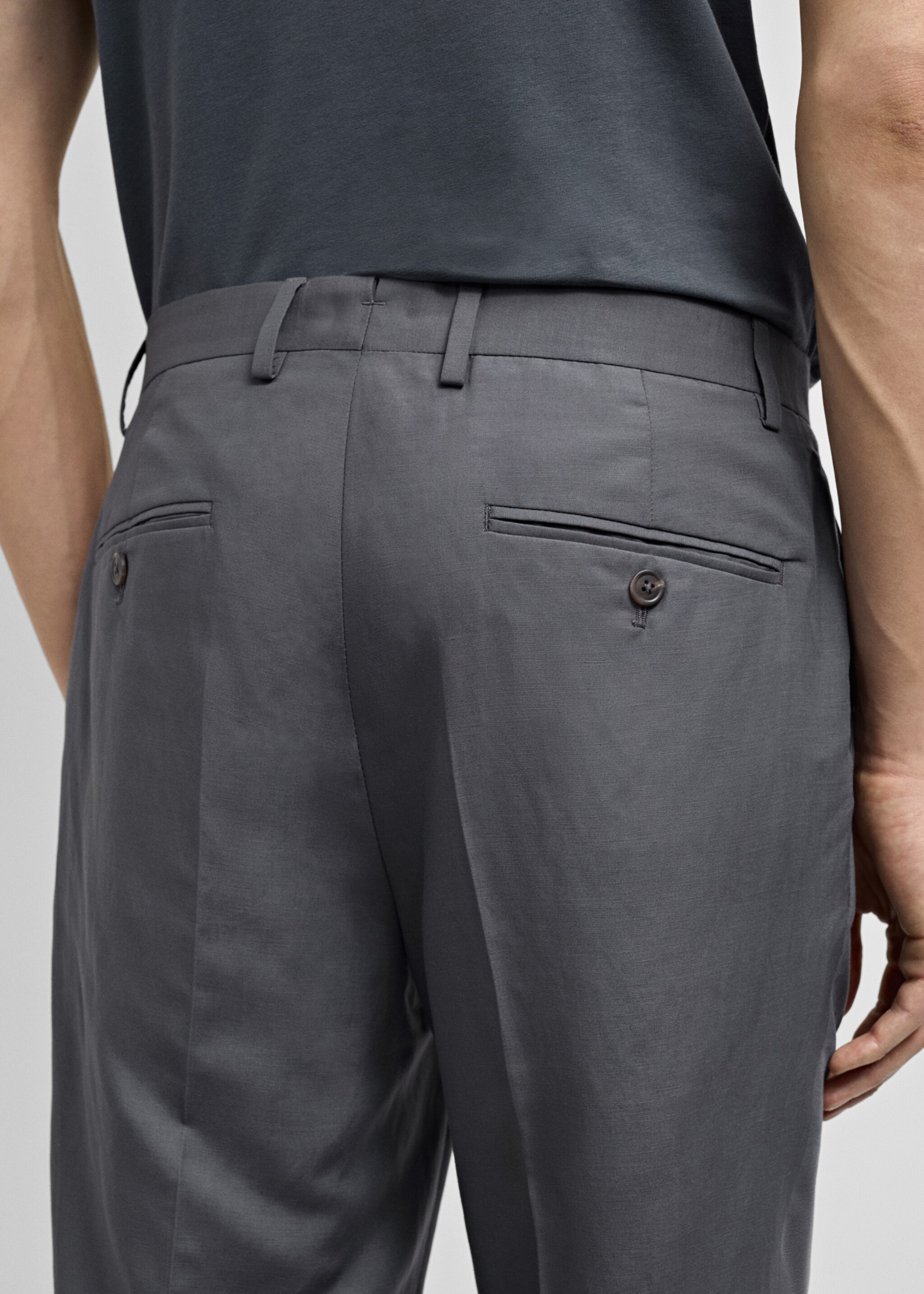 Pantalón traje slim fit mezcla lino - Detalle del artículo 6