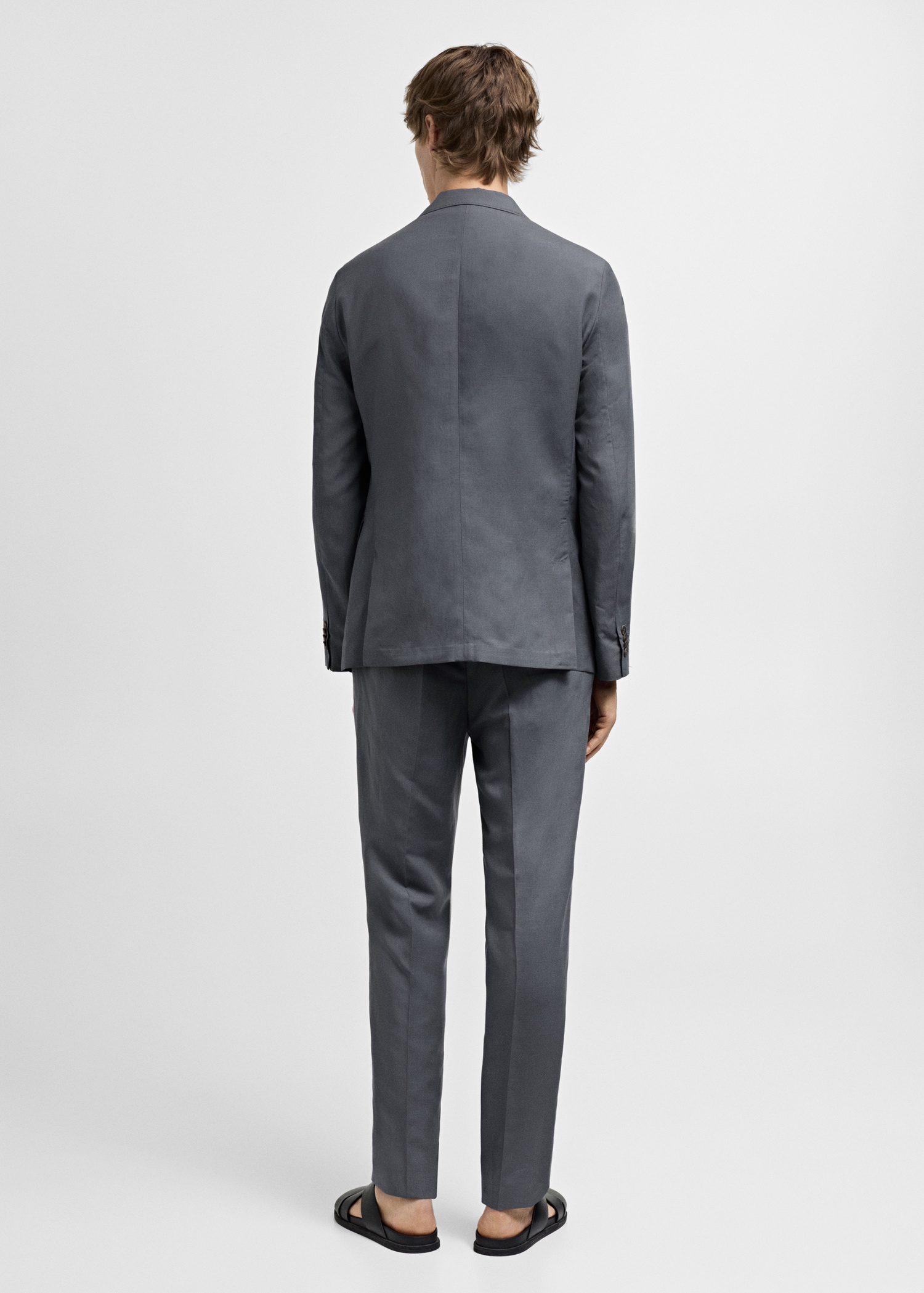 Pantalón traje slim fit mezcla lino - Reverso del artículo