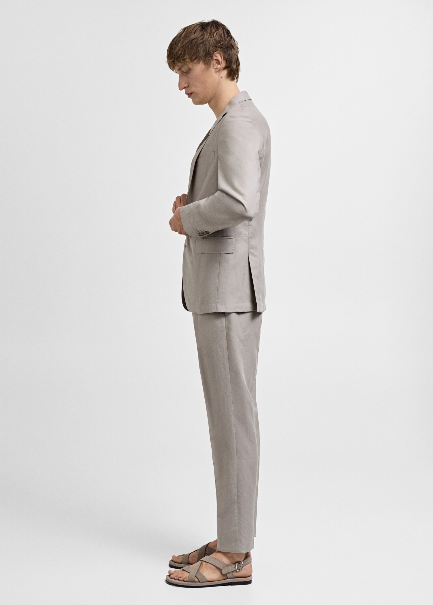 Pantalón traje slim fit mezcla lino - Detalle del artículo 2