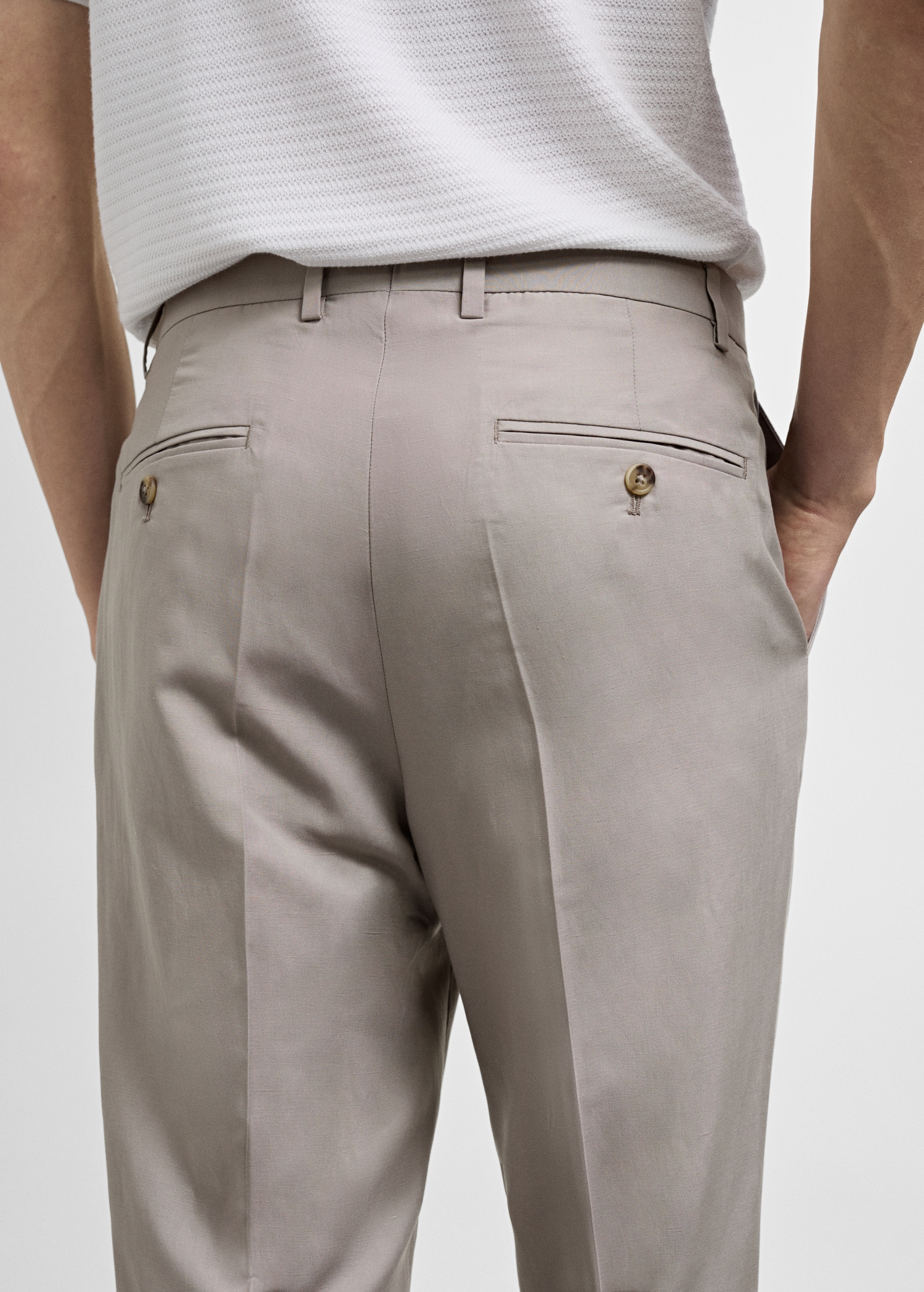 Pantalón traje slim fit mezcla lino - Detalle del artículo 6
