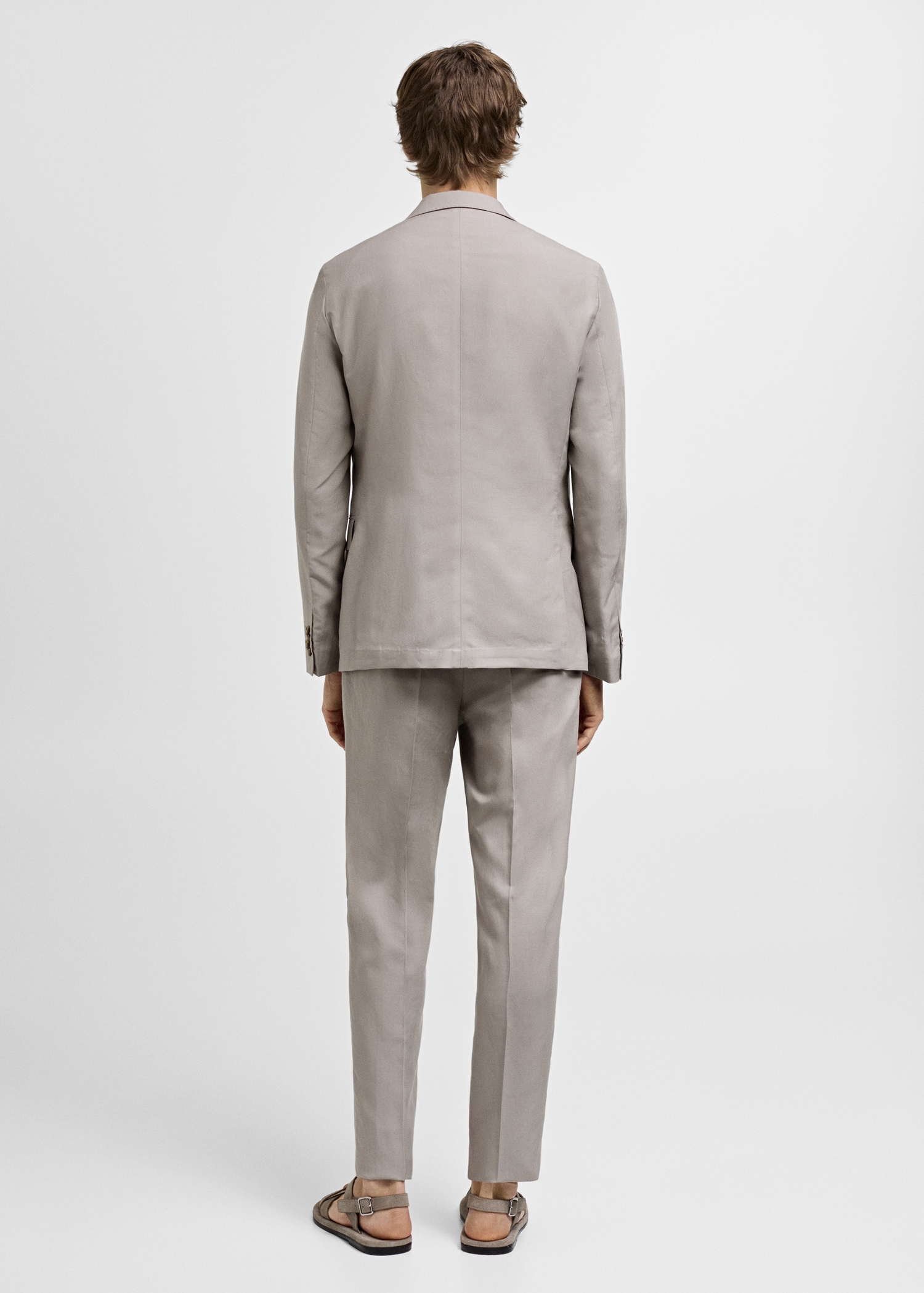 Pantalón traje slim fit mezcla lino - Reverso del artículo