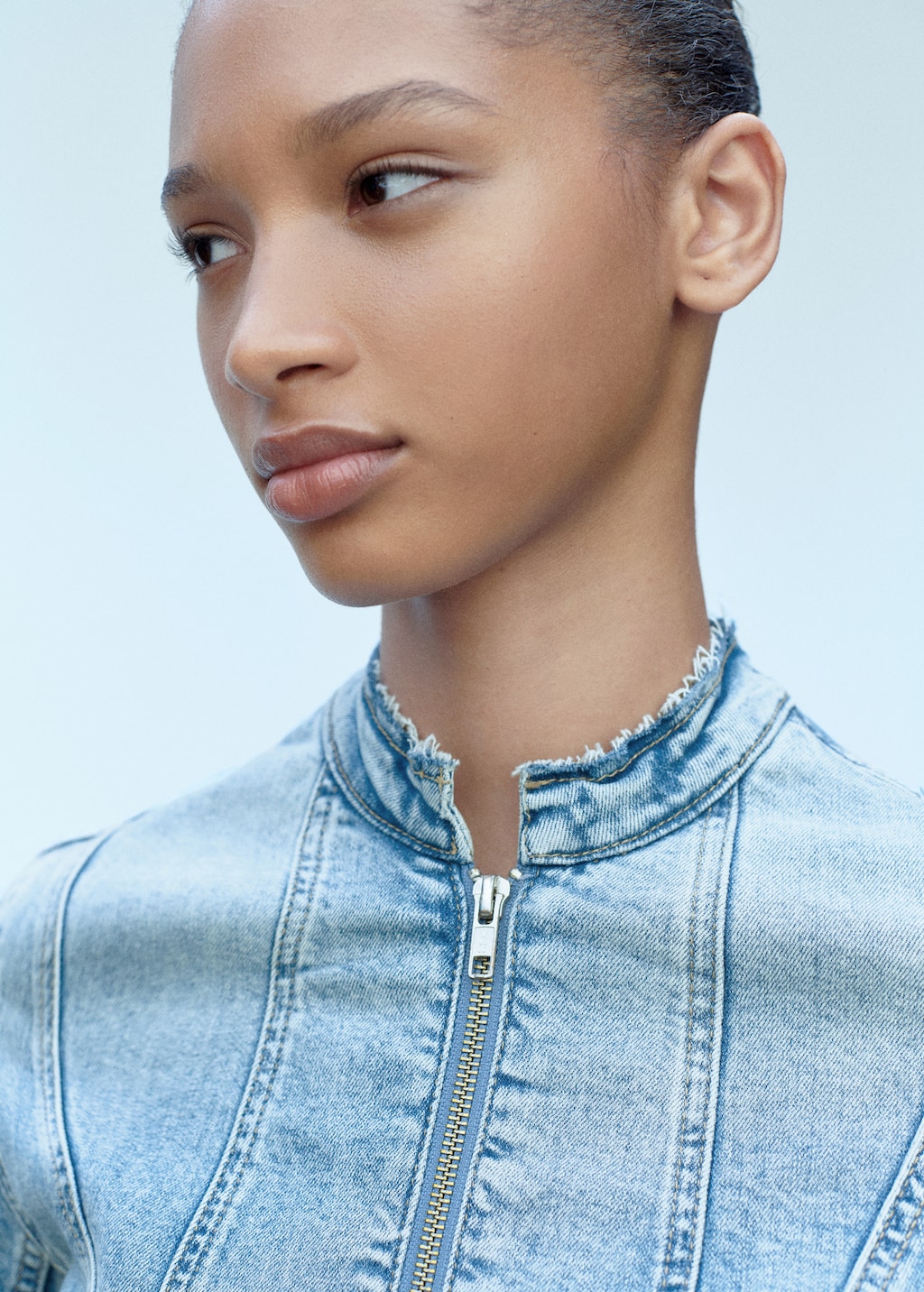 Blouson en jean fermeture Eclair Femme MANGO Canada