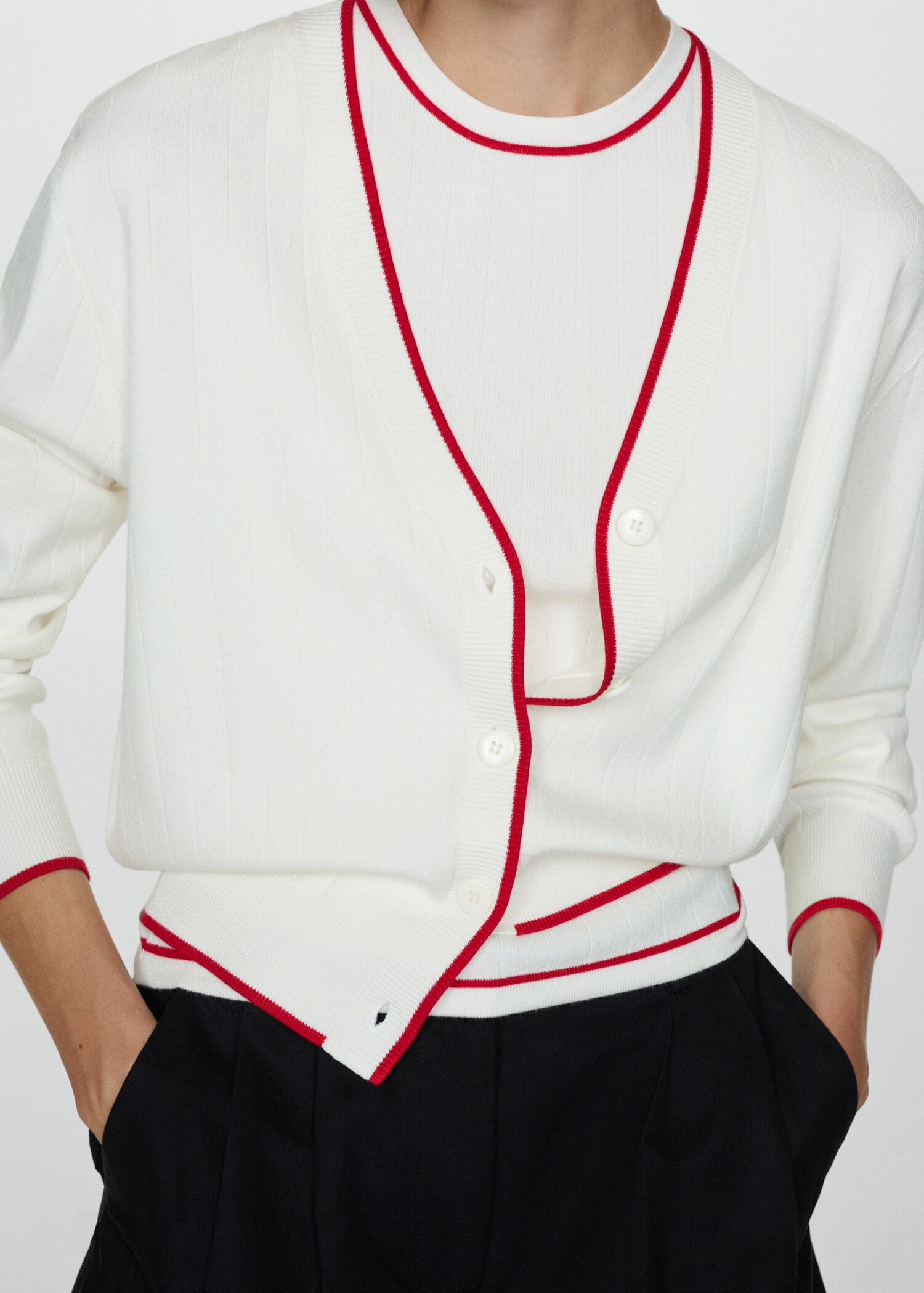 Cardigan with contrasting trims - Details of the article 6