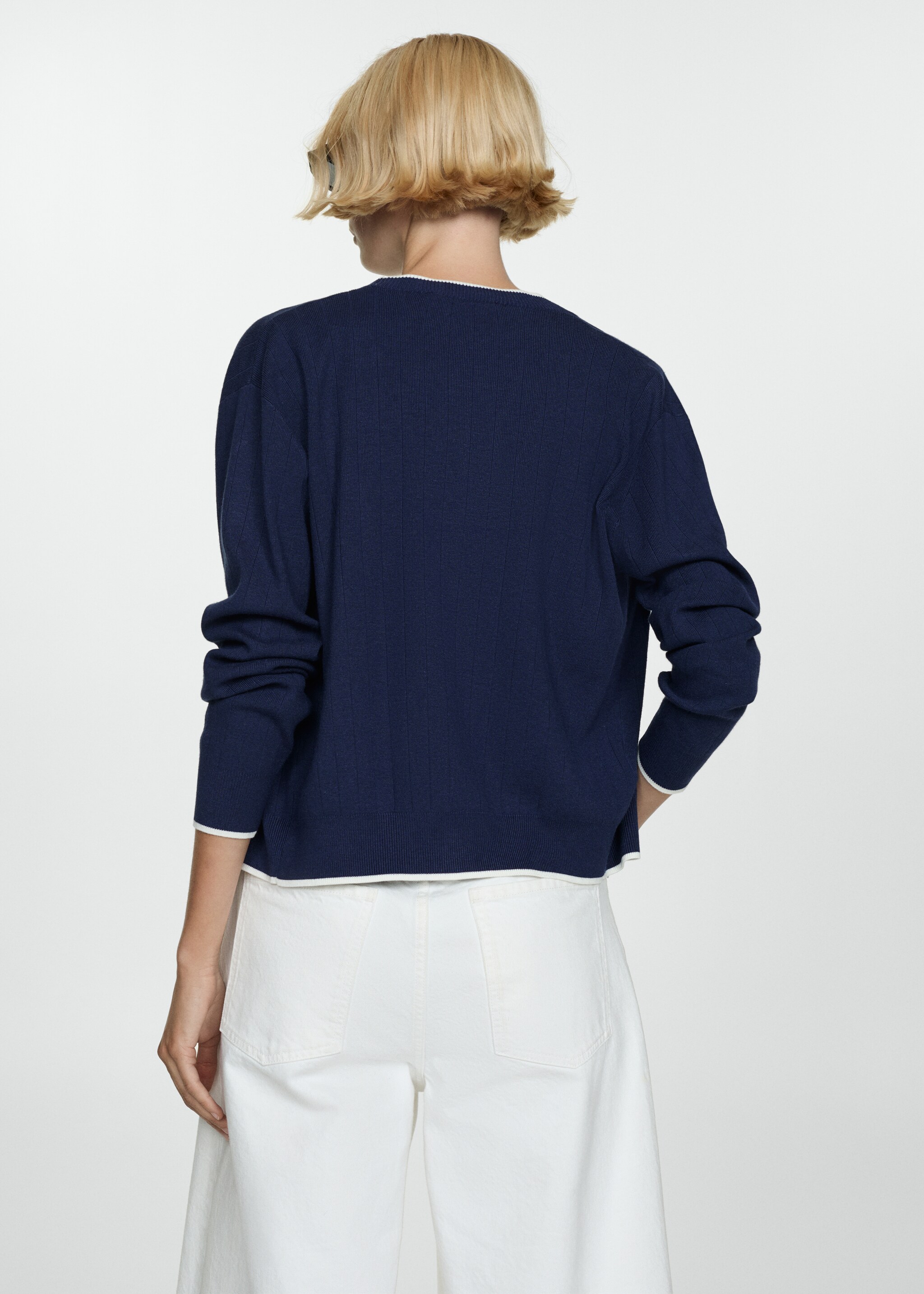 Cardigan with contrasting trims - Reverse of the article