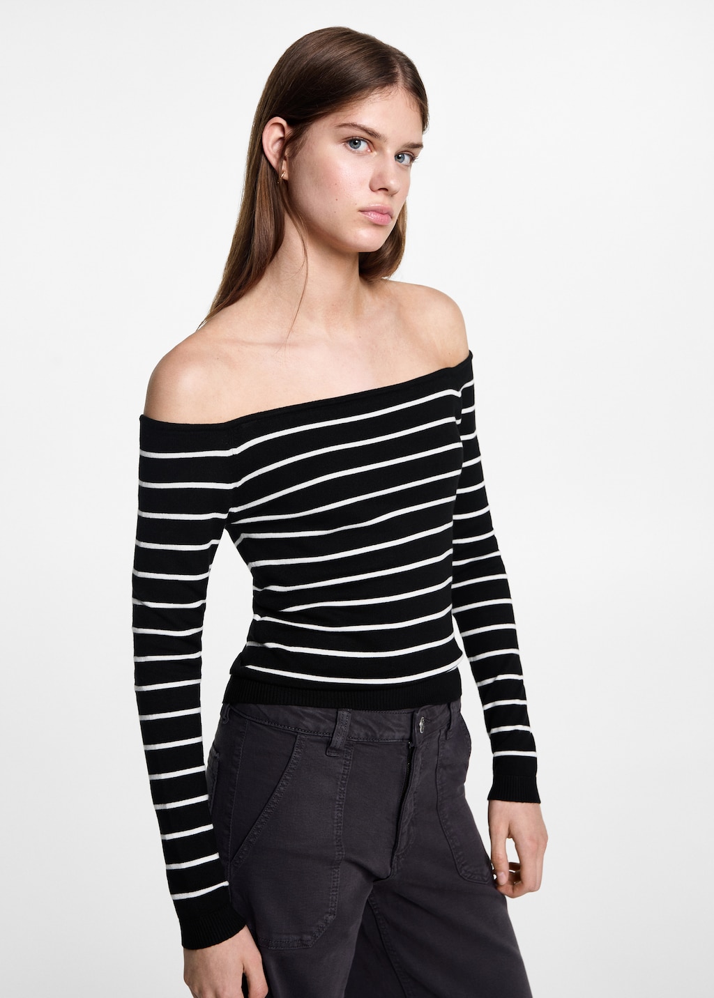 Striped boat neck sweater Teen MANGO Cambodia