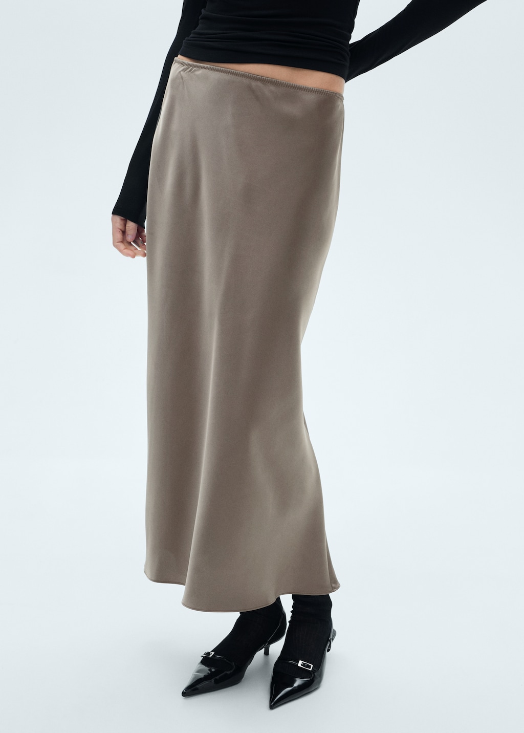 Midi satin skirt