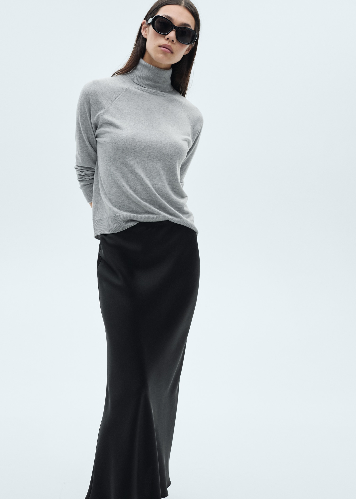 Falda larga satinada - Main Image