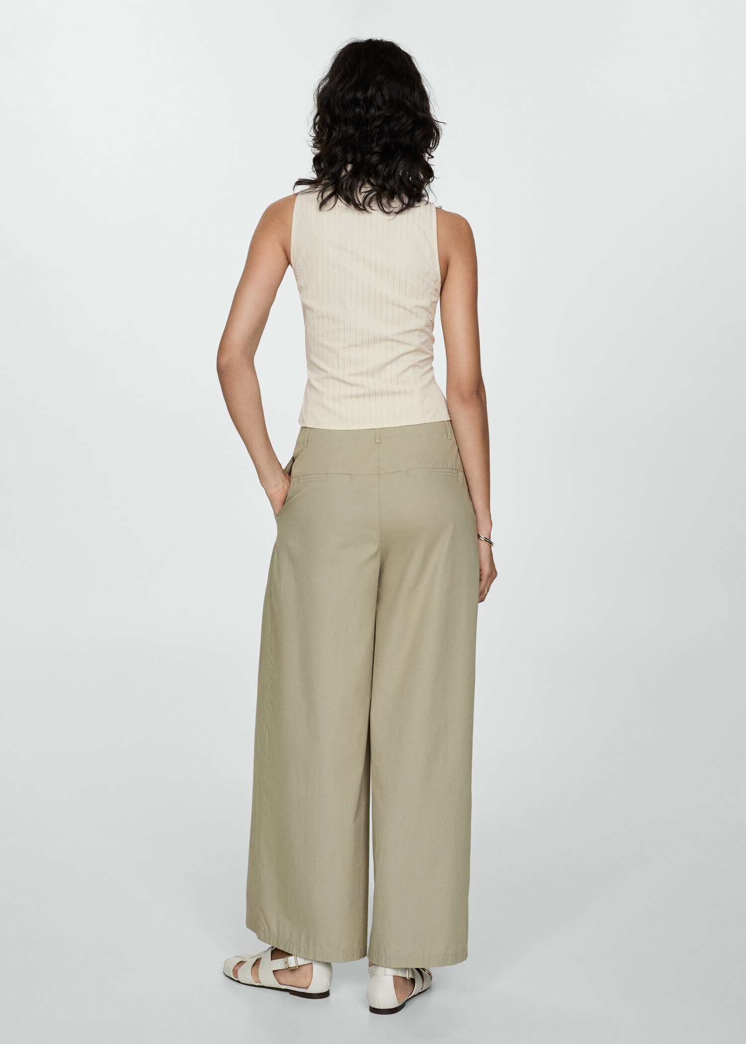 Cotton pleated trousers - Зворотна сторона товару