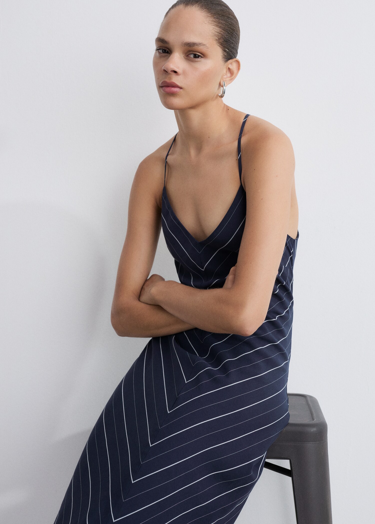 Striped lyocell dress - Details of the article 2