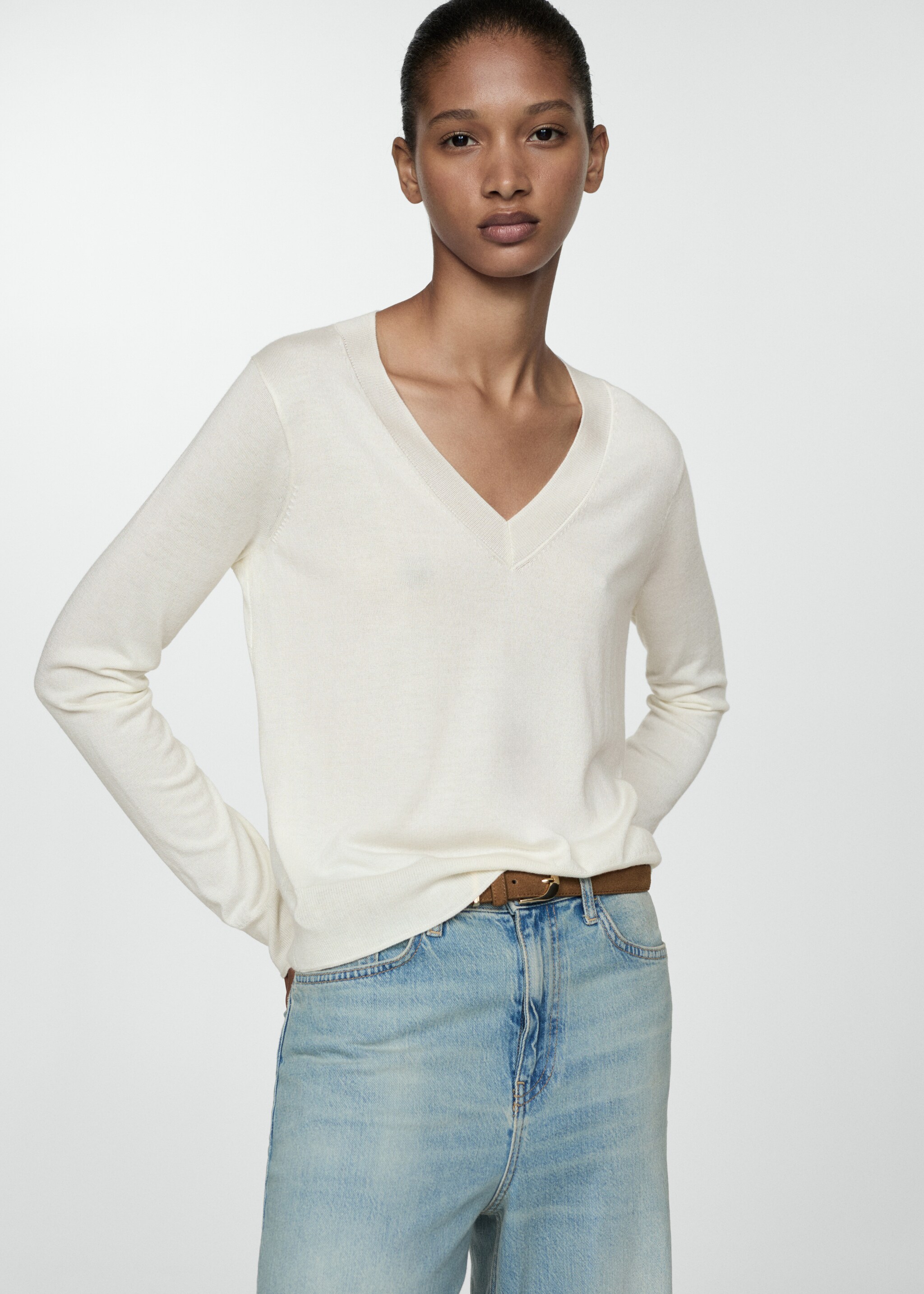 Fine-knit V-neck sweater - Medium plane