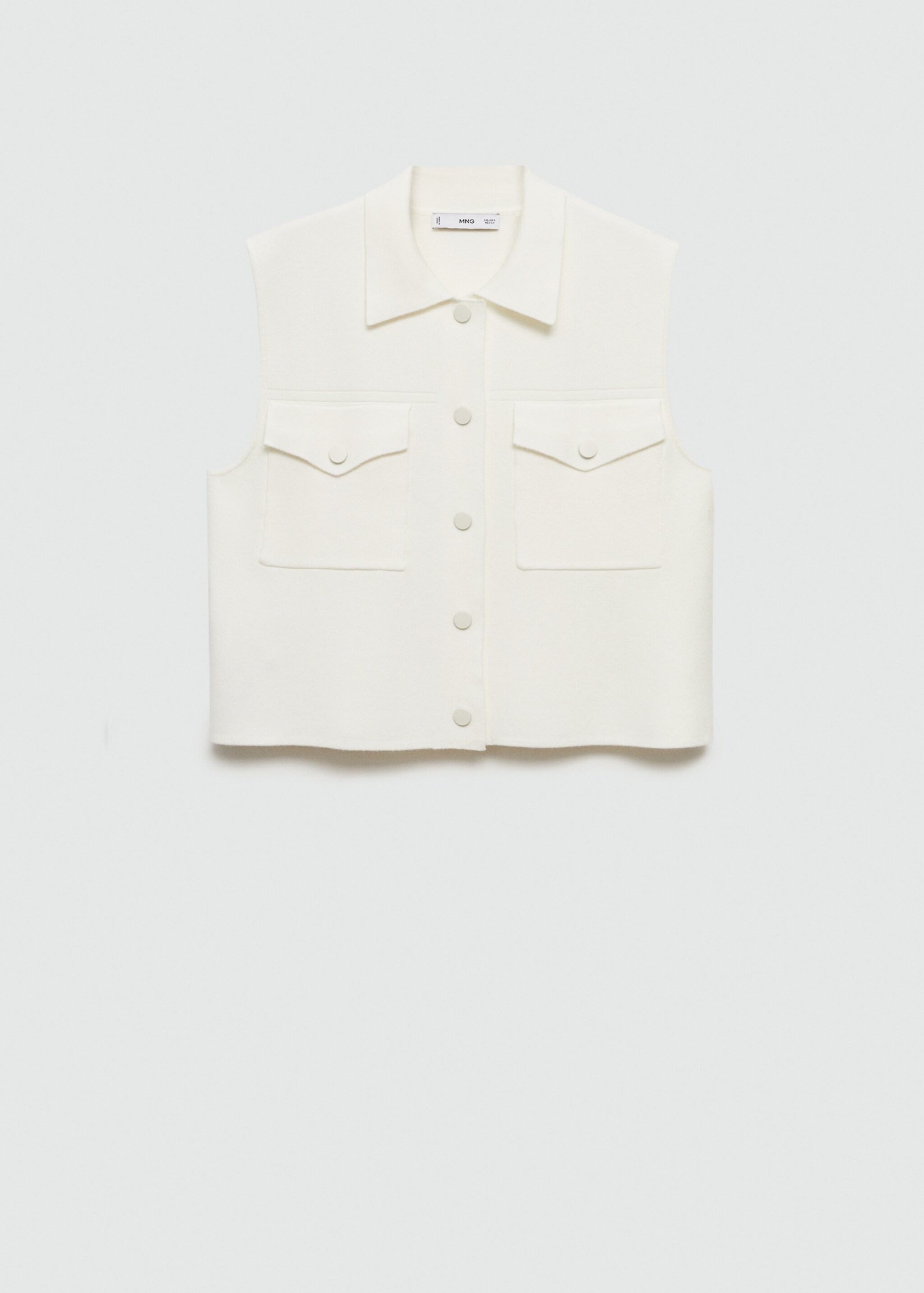 Knitted vest with pockets - Article without model, Ecru. Ref: 77054022-00.