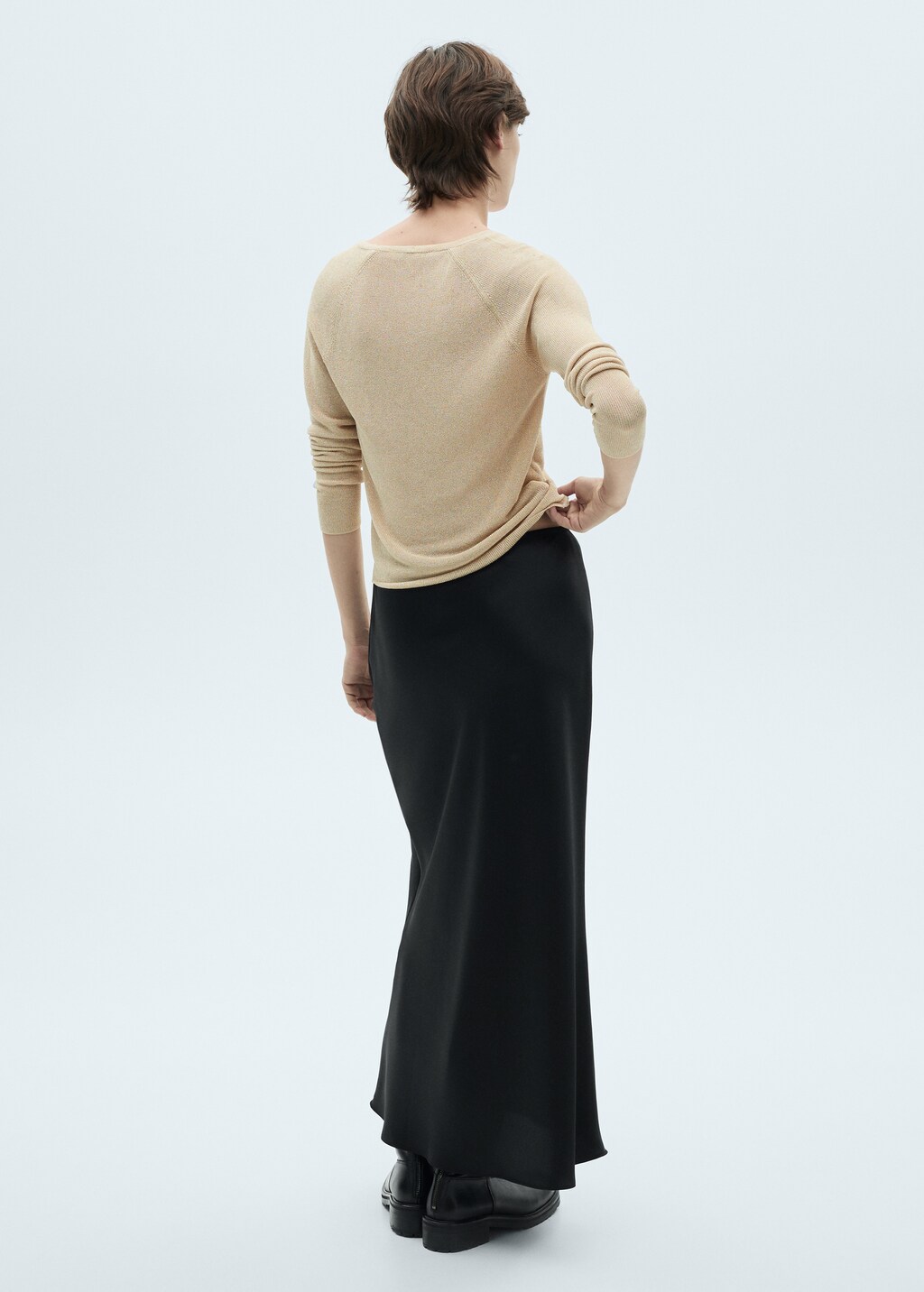 Pull over Lurex col V Femme MANGO France metropolitaine
