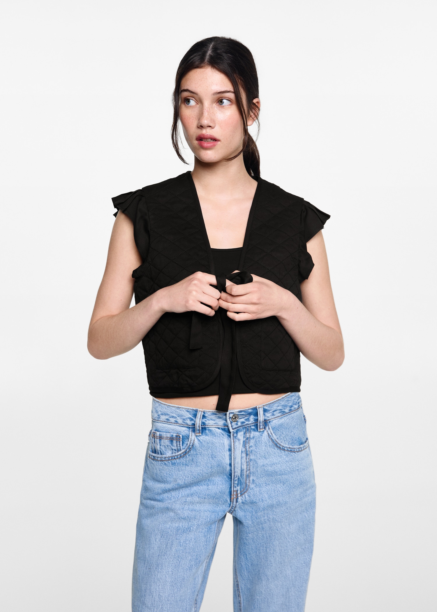 Quilted gilet with pleat - Medium plane