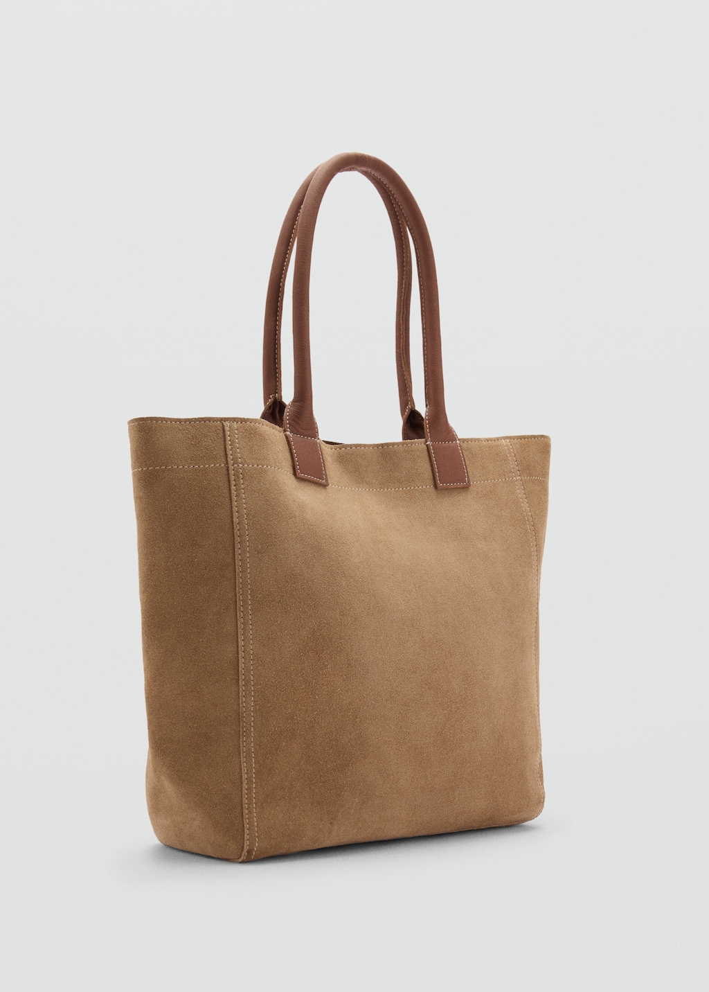 Mango Teen Leather Shopper Bag Medium Brown One Size Teenage Girl
