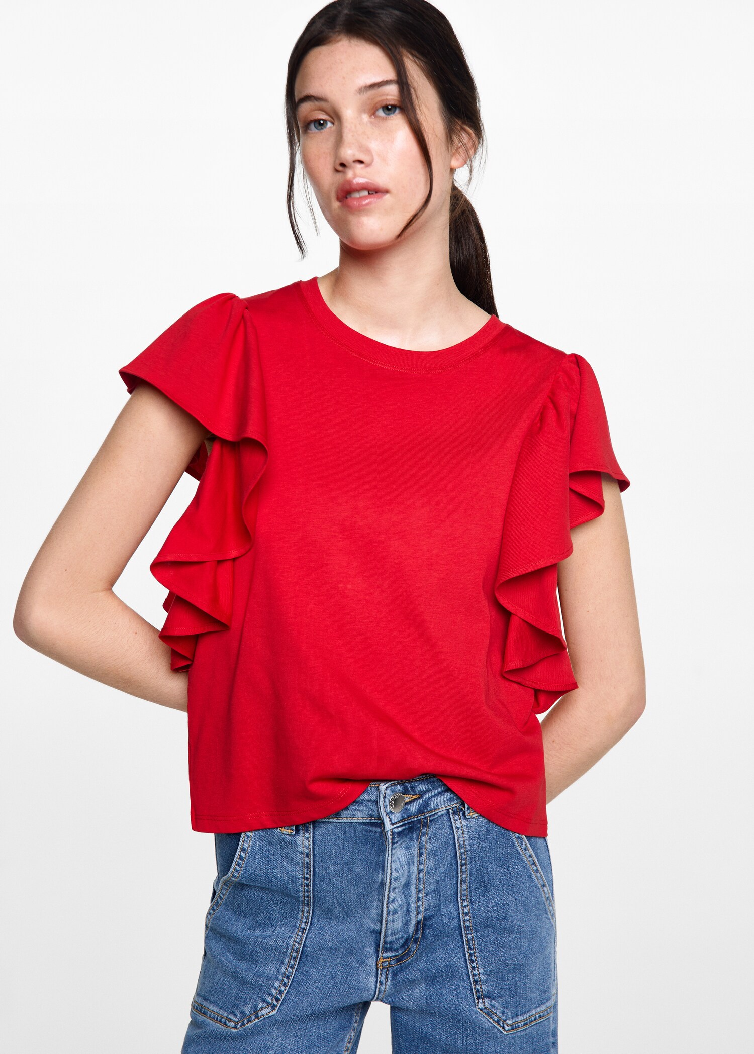 Frills cotton t-shirt - Medium plane