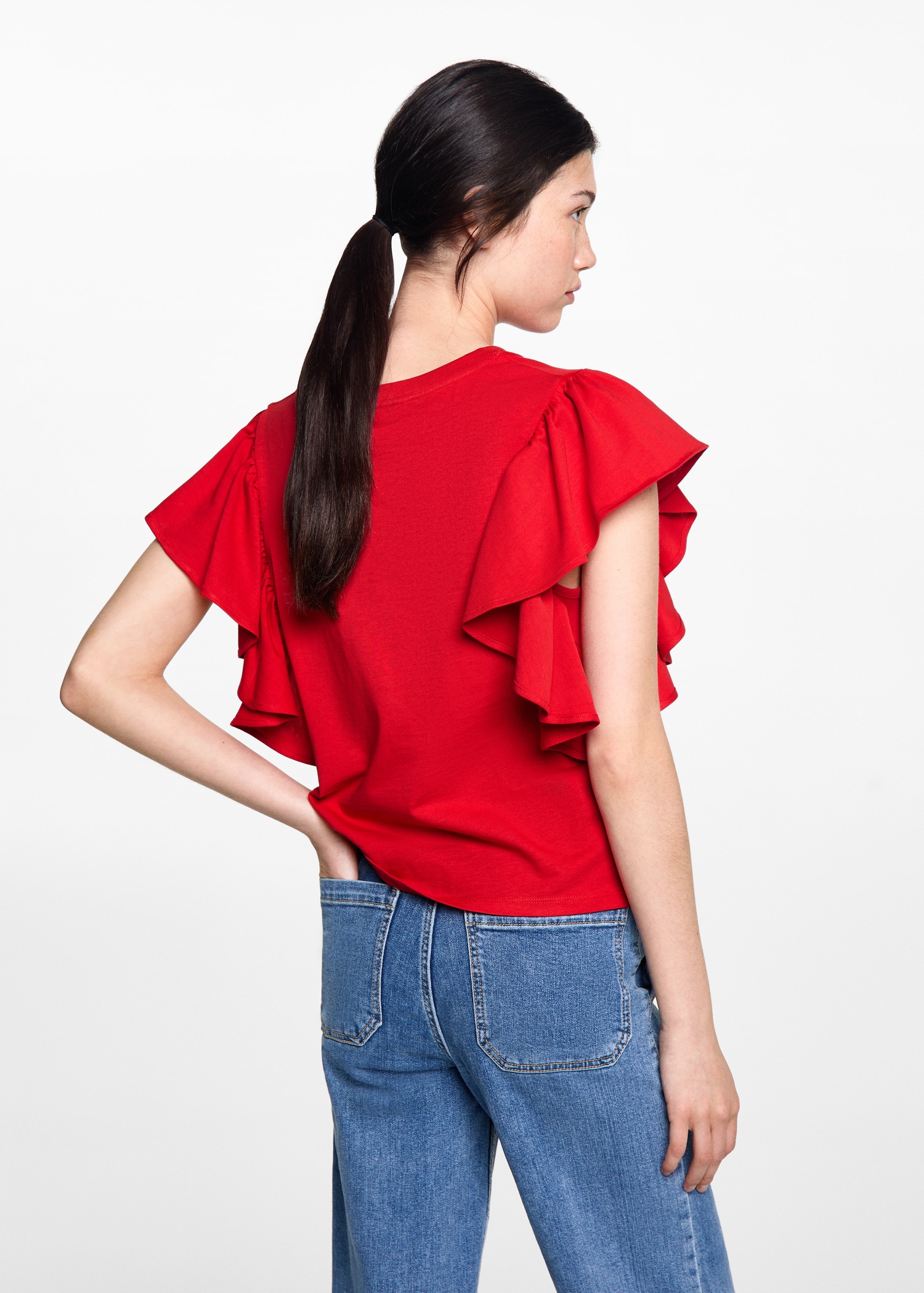 Frills cotton t-shirt - Reverse of the article