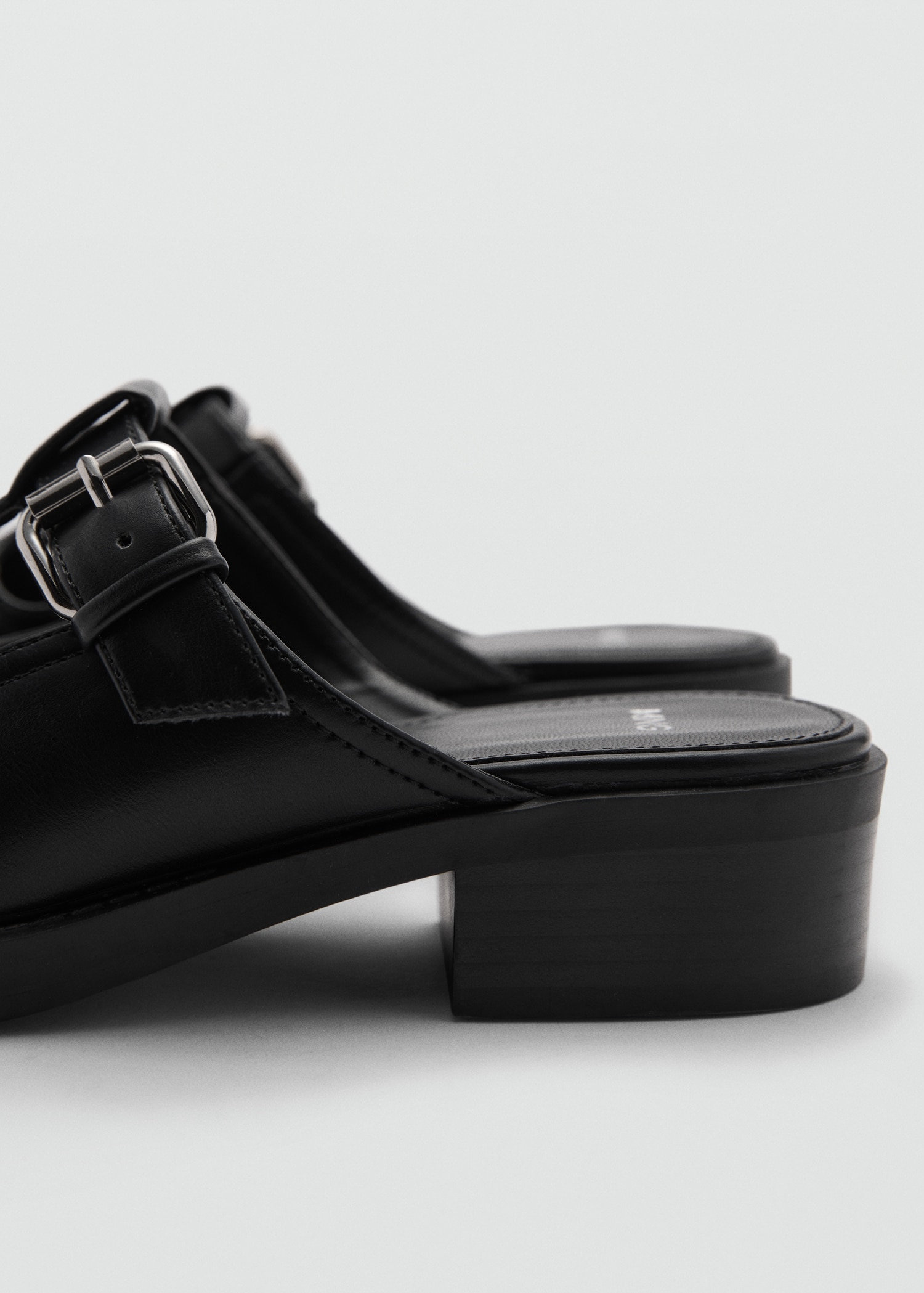 Mule-style clogs with buckle