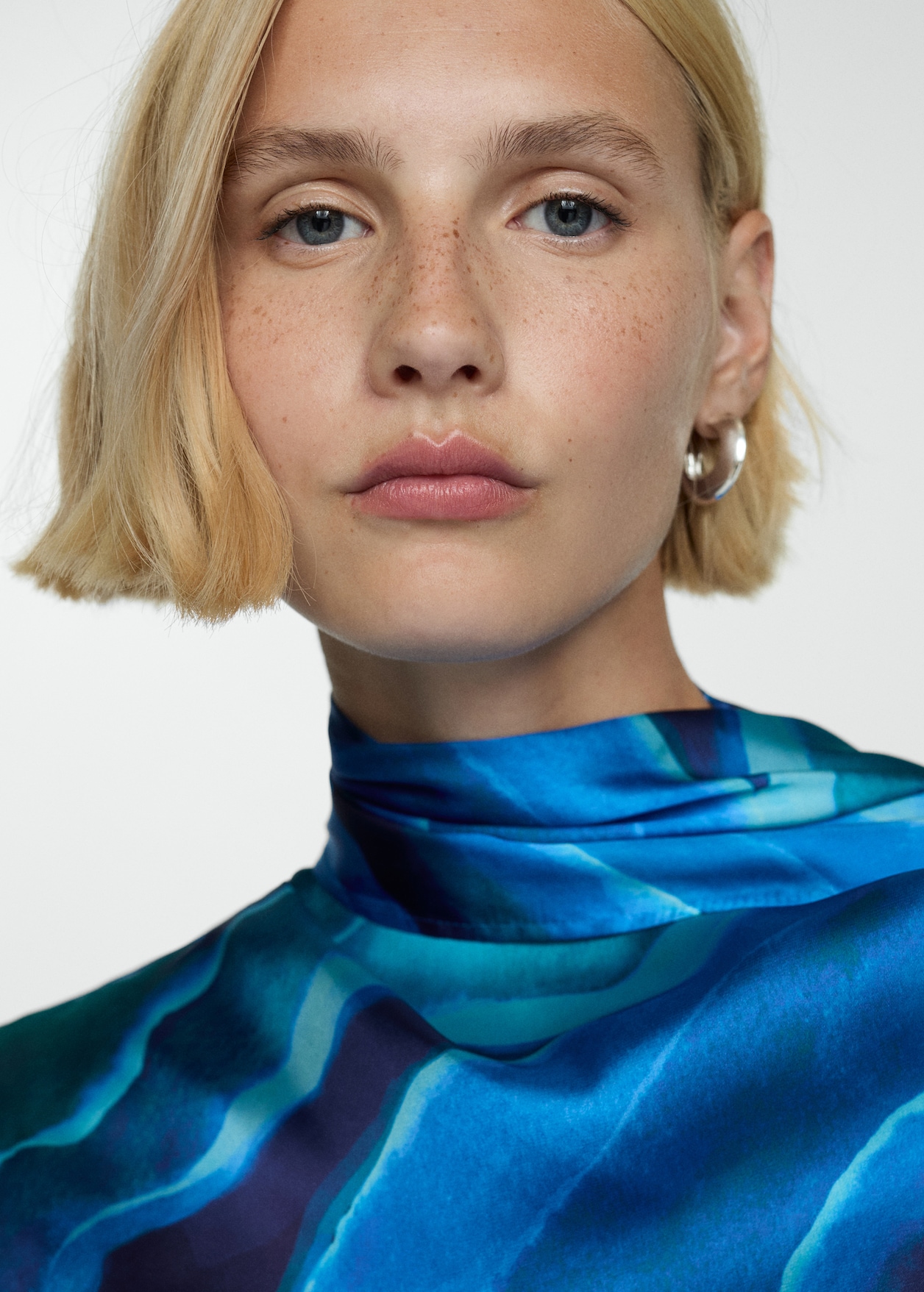 Satin Printed Blouse With Draped Neck Women MANGO USA satin-printed-blouse-with-draped-neck-women-mango-usa
