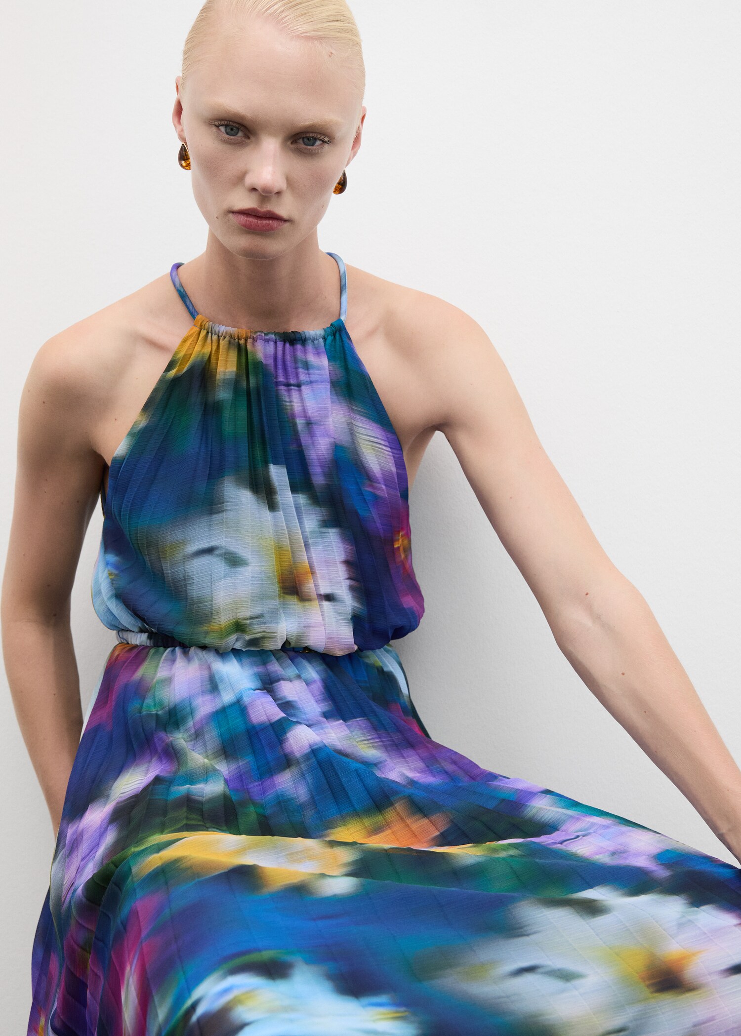 Printed pleated dress - Details of the article 2