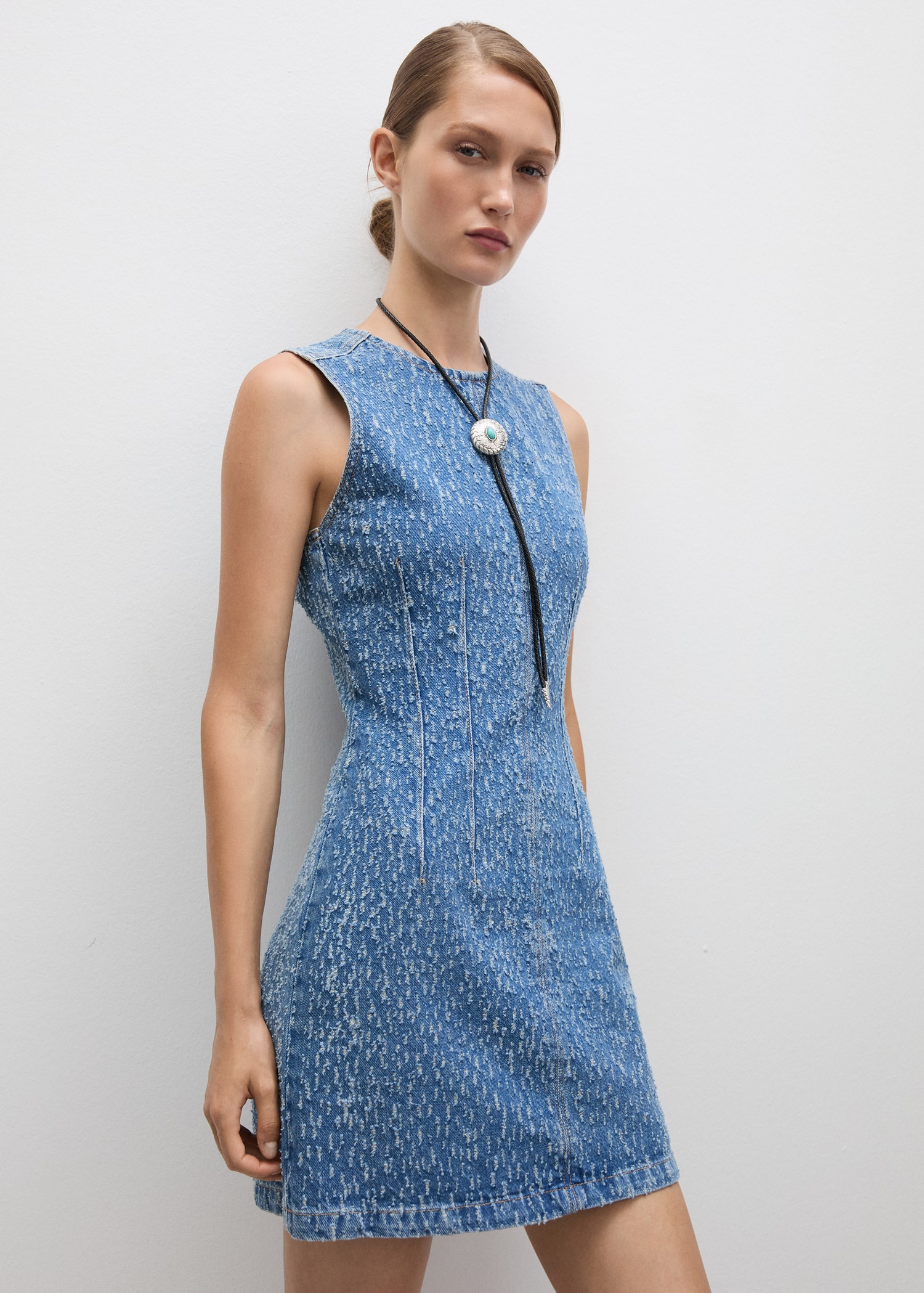 Ripped short denim dress - Medium plane