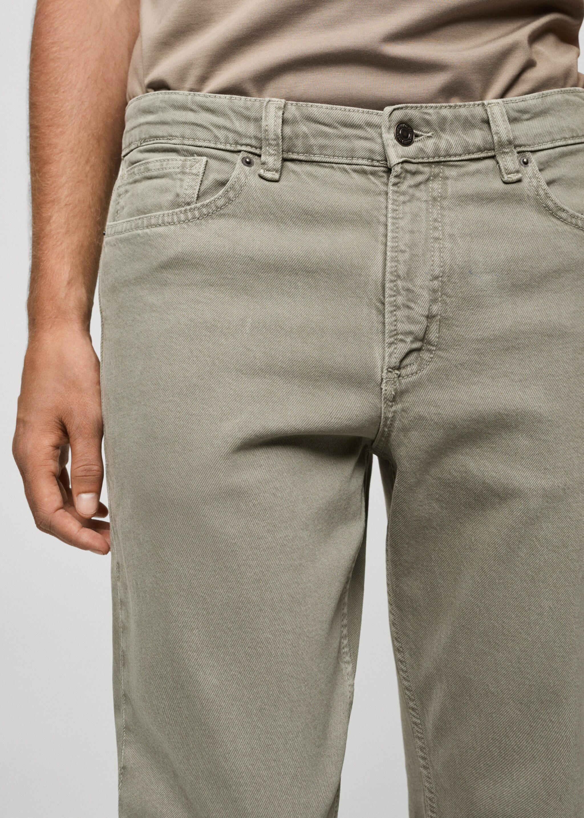 Ben tapered cropped jeans - Details of the article 1, Pastel Green. Ref: 77054439-00.