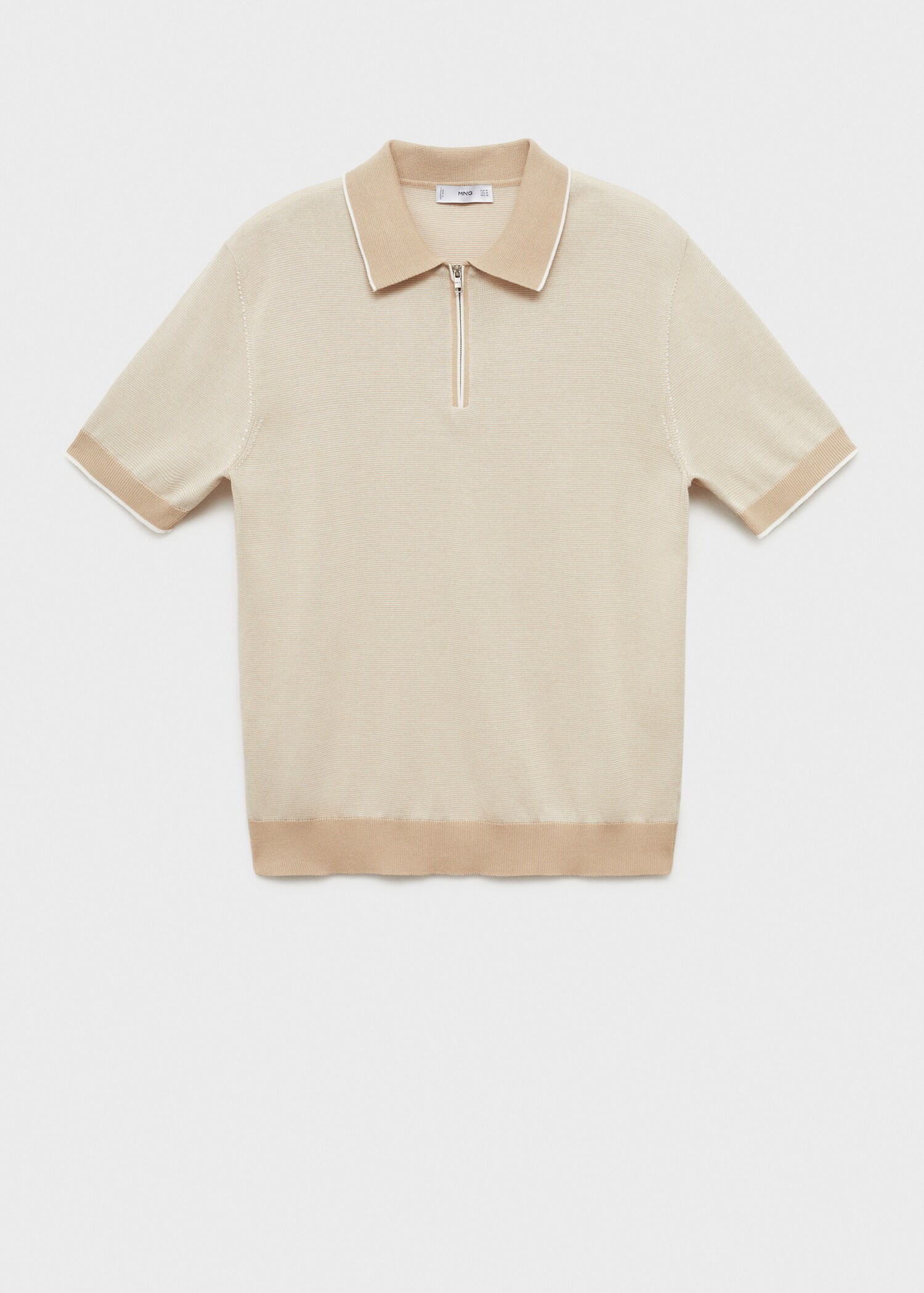Cotton-knit polo shirt with zip - Article without model
