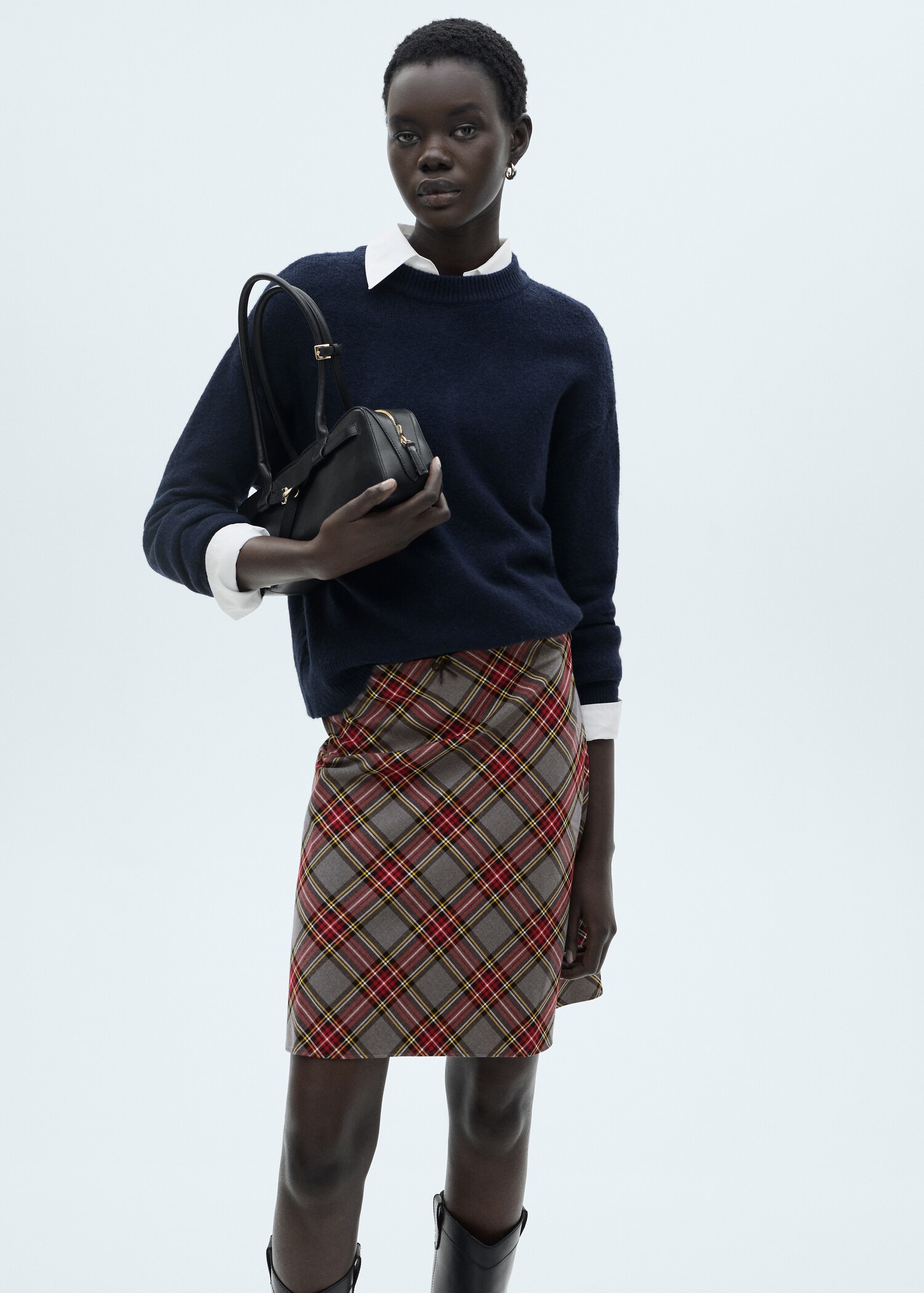 Check skirt with lace finish - Medium plane