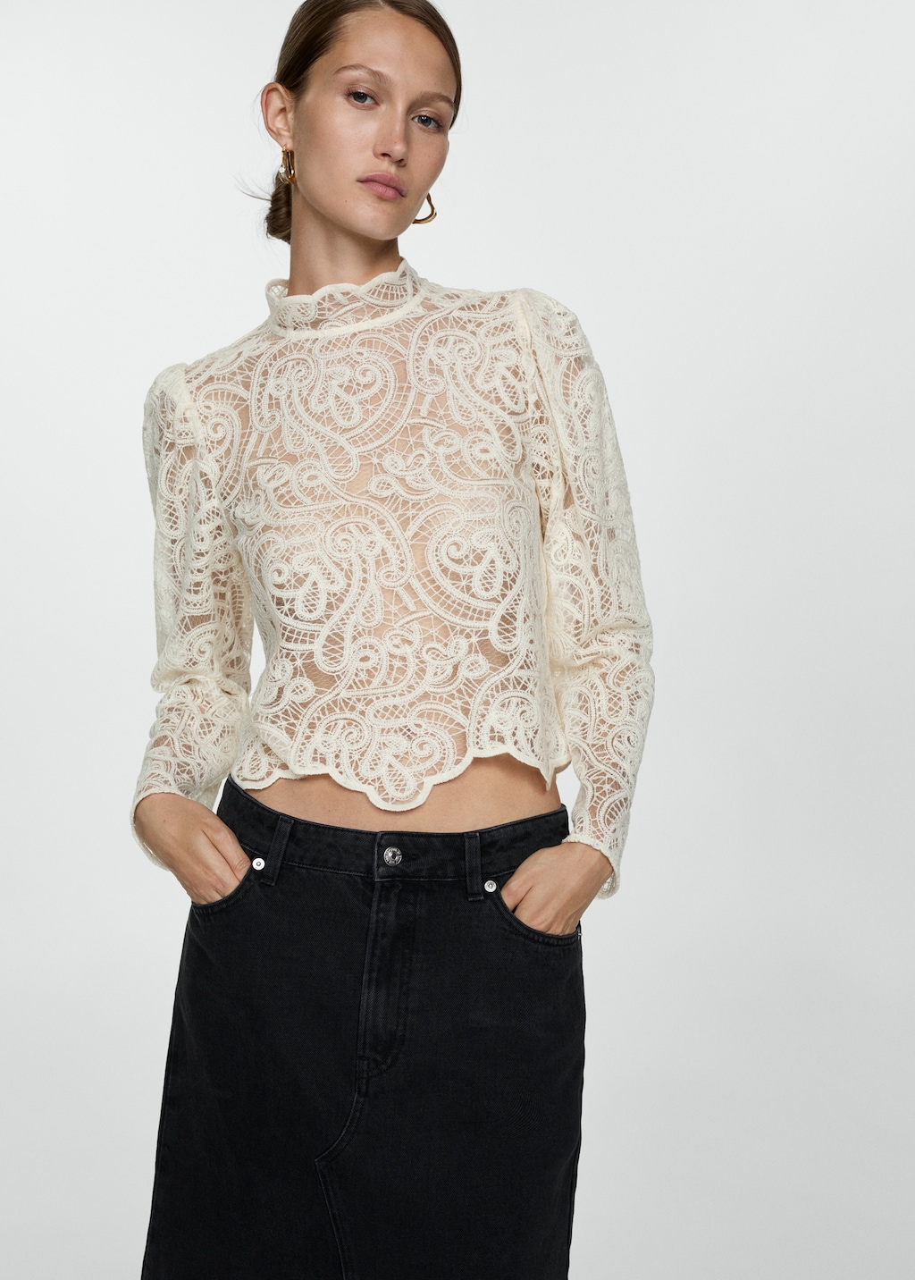 Denim midi-skirt - Women | MANGO USA