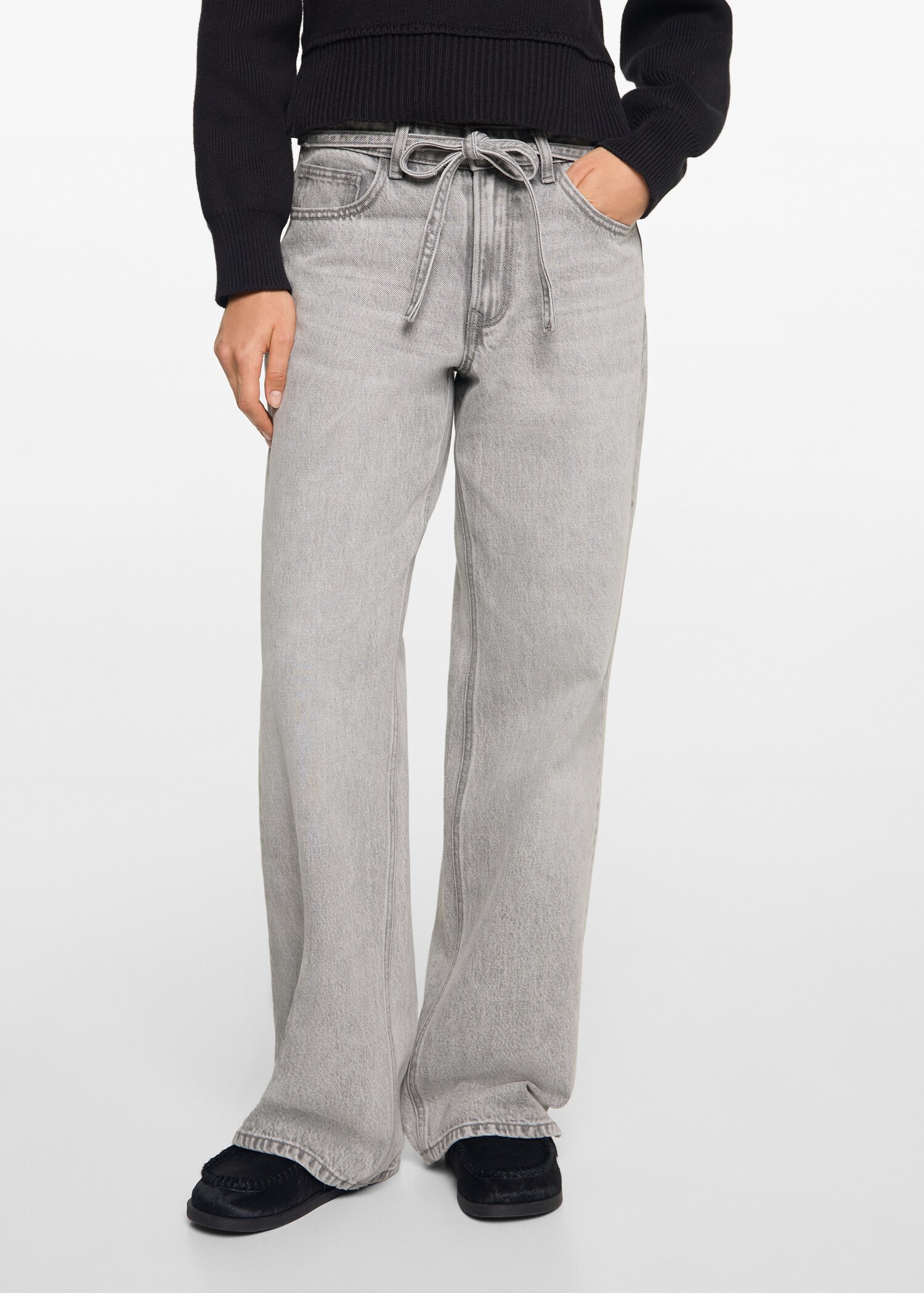 Wideleg jeans with drawstring - Details of the article 6