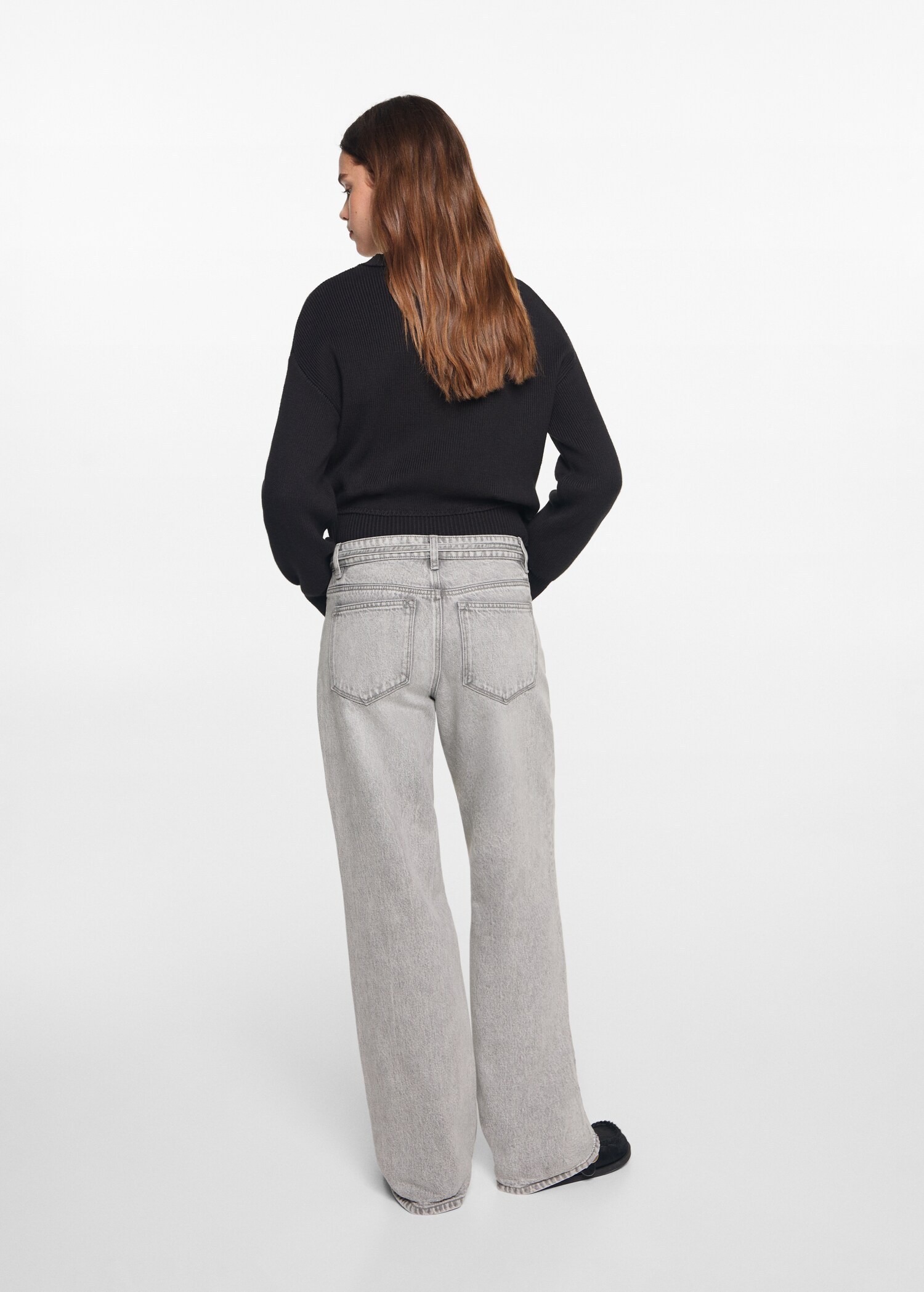 Wideleg jeans with drawstring - Reverse of the article