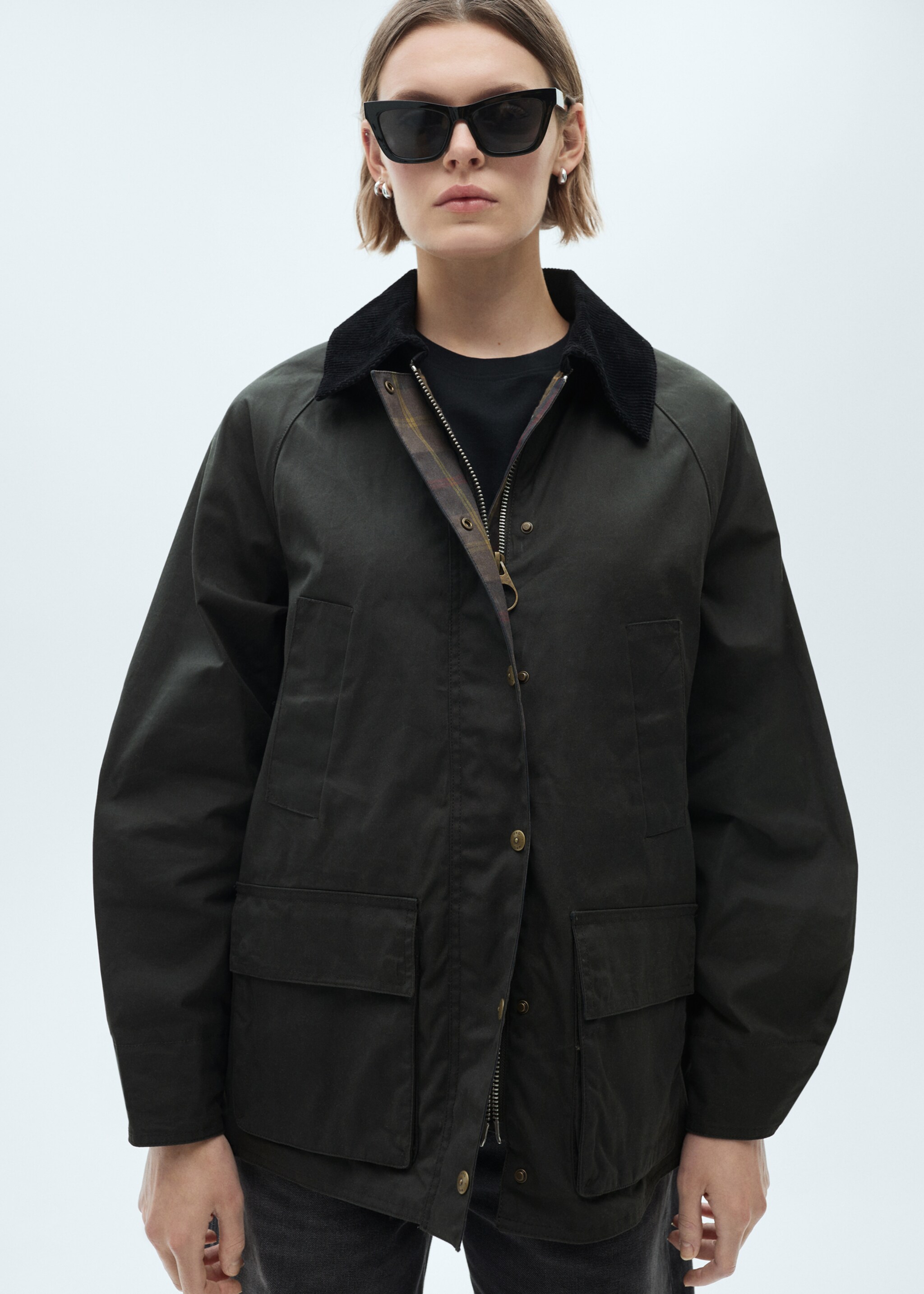 Waxed-effect short parka - Medium plane