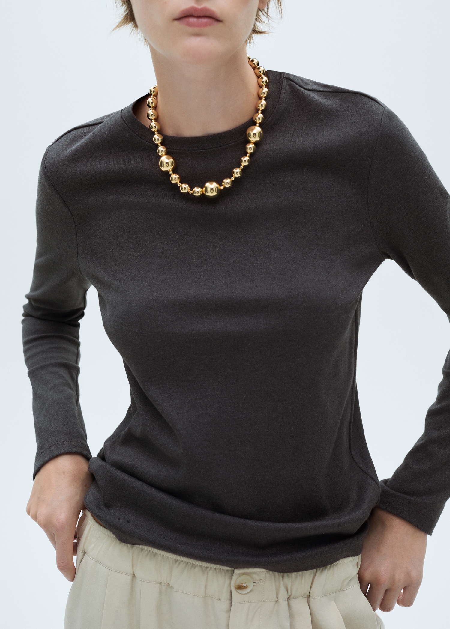 Long sleeve cotton t-shirt - Medium plane