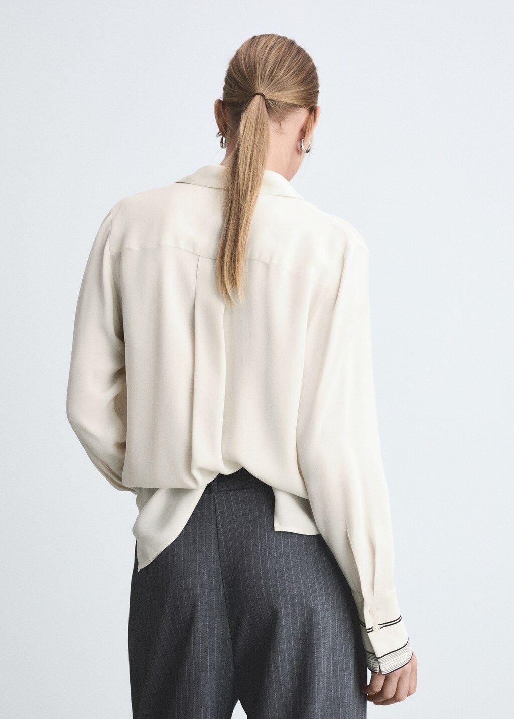 Mango - Camicia In Denim Blu Medio 100% Cotone - Foto 8