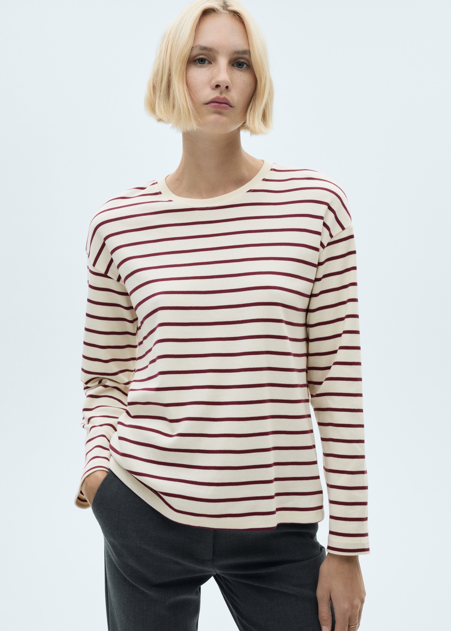Sweat-shirt maille rayures - Plan moyen