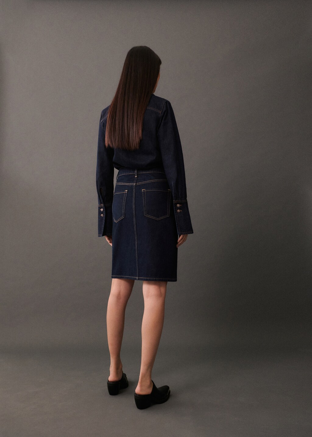 【INCHANT ME】675 Raw Denim Midi Skirt Denim midi-skirt - Women | MANGO OUTLET USA
