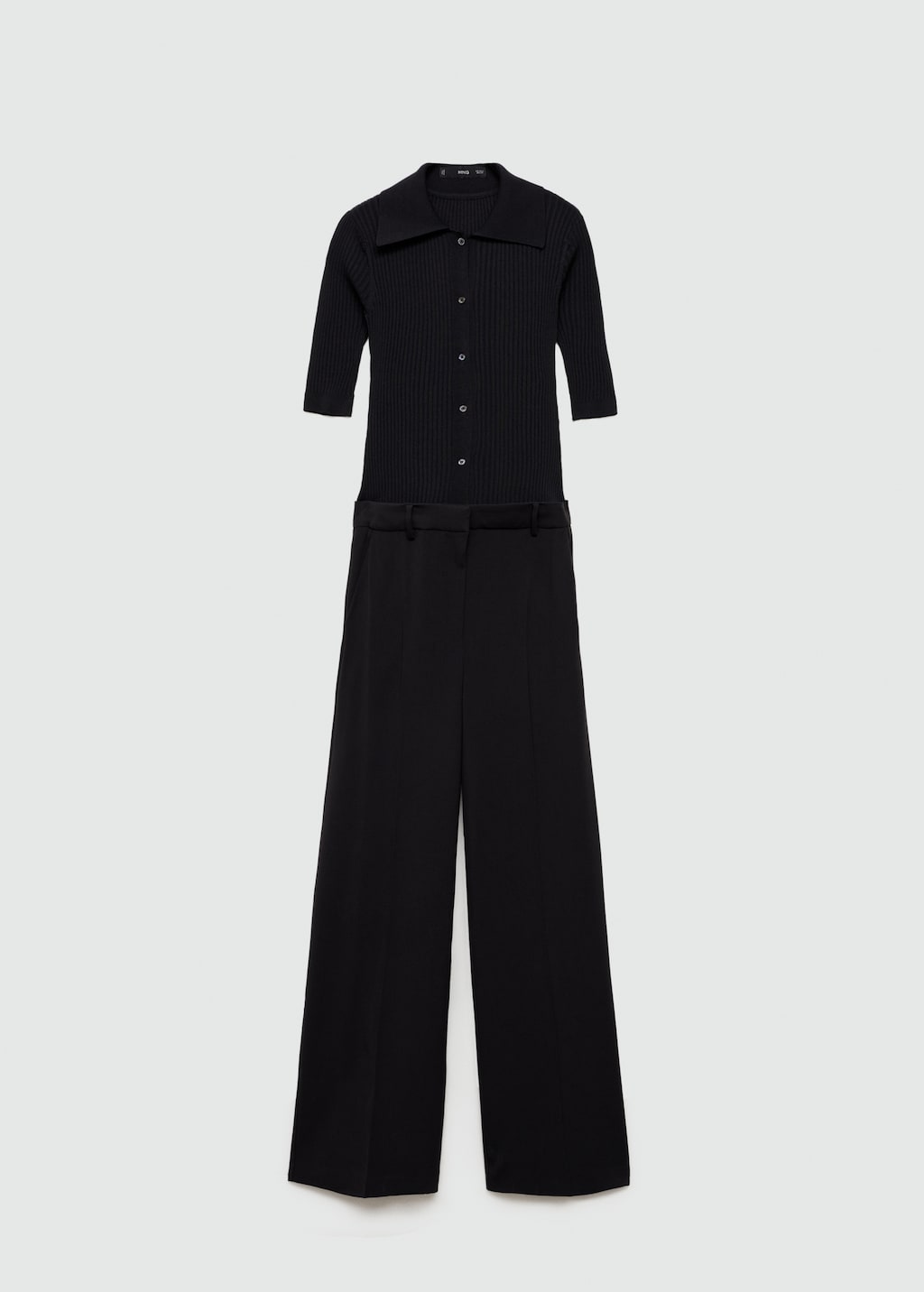 Long jumpsuit with combined design Femme MANGO France metropolitaine