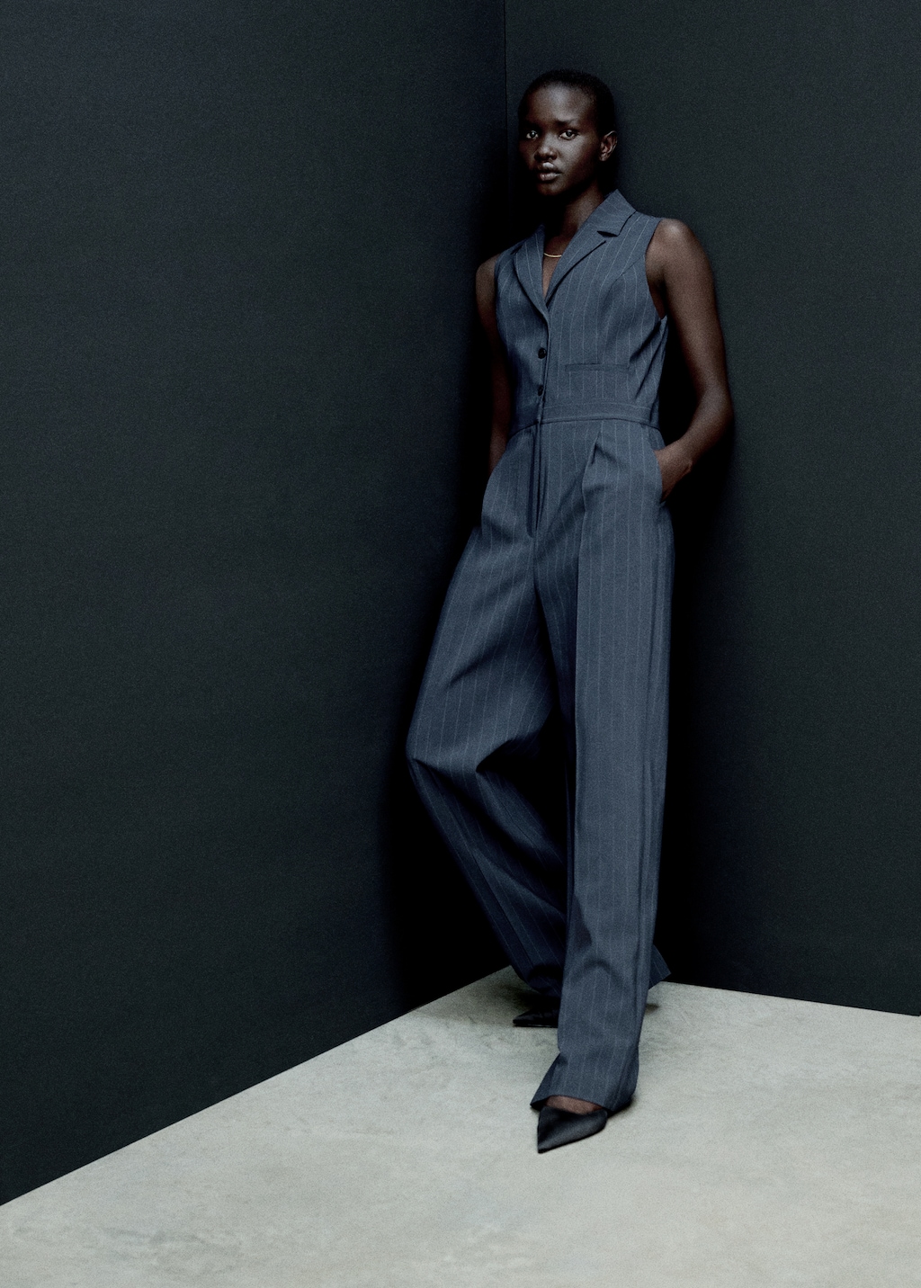 Long pinstripe jumpsuit