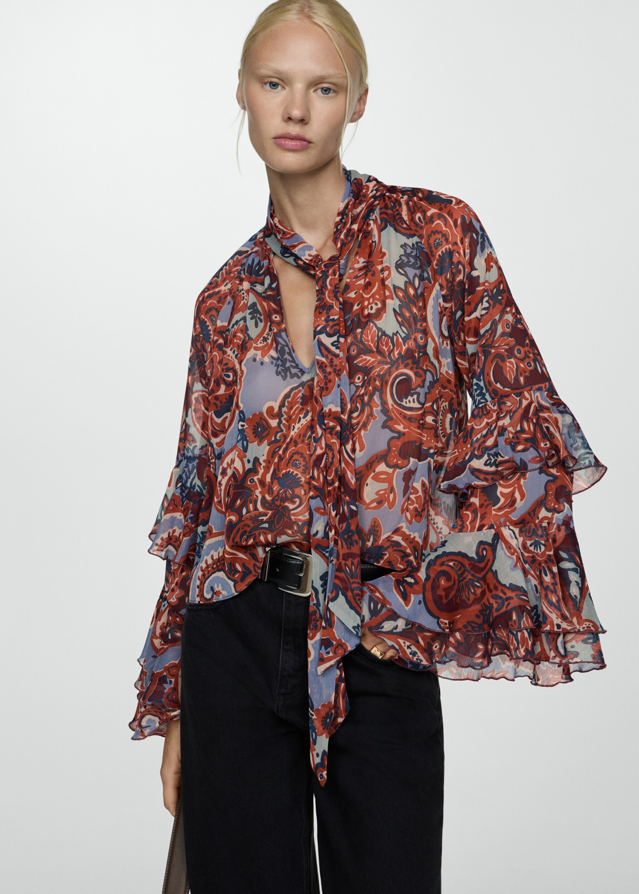 Ruffled paisley print blouse - Medium plane