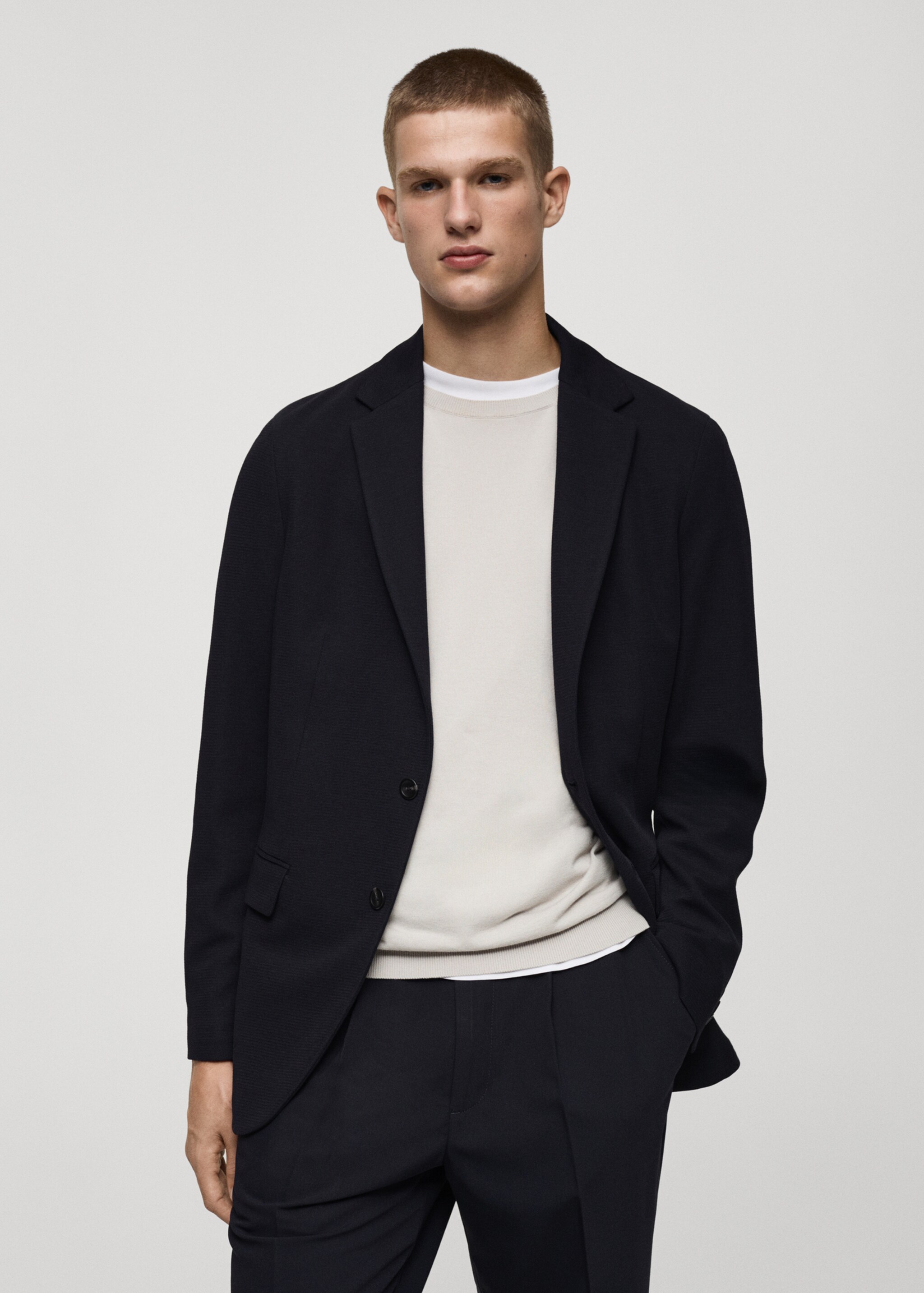 Americana slim fit algodón microestructura - Plano medio