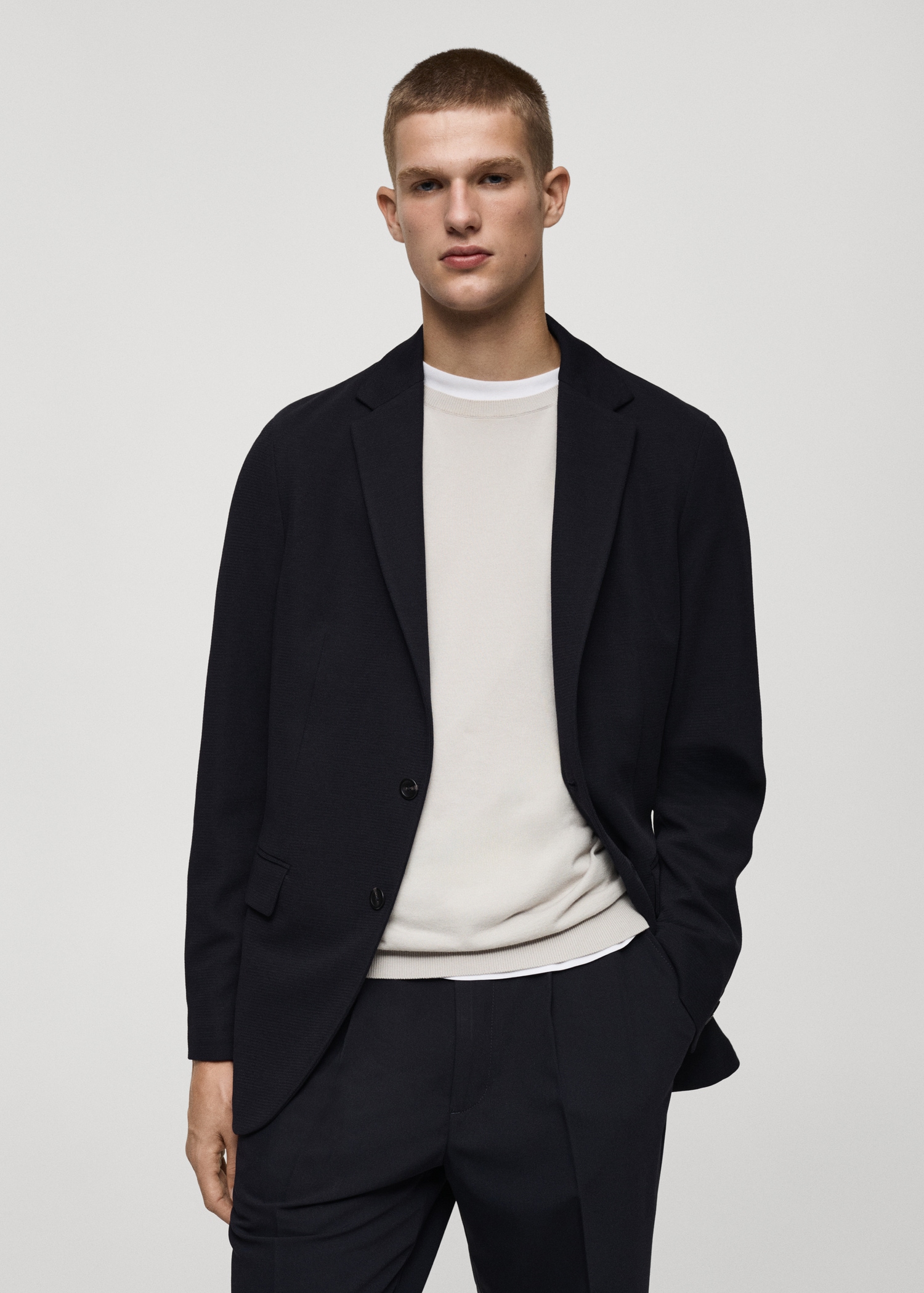 Americana slim fit algodón microestructura - Plano medio