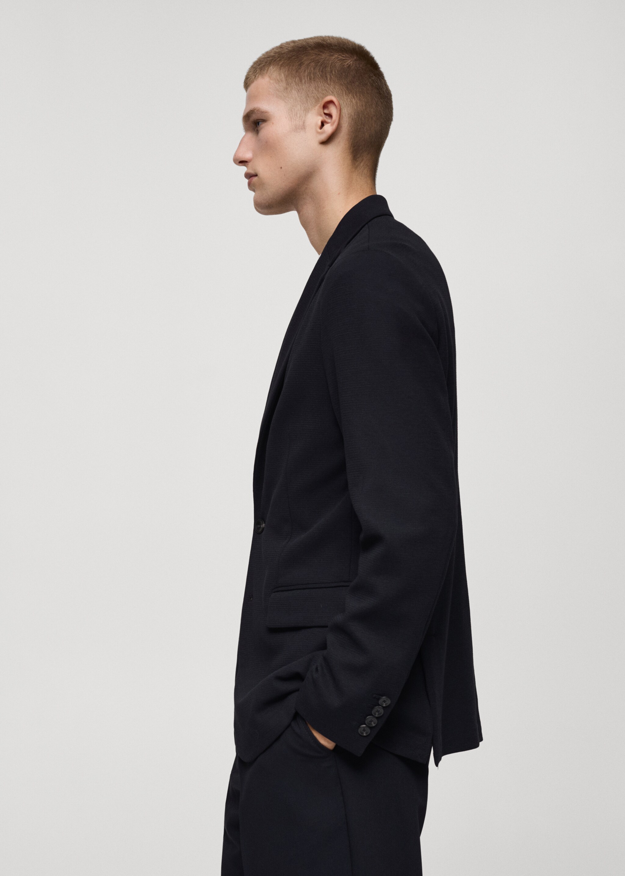 Slim fit cotton micro-structured blazer - Details of the article 2