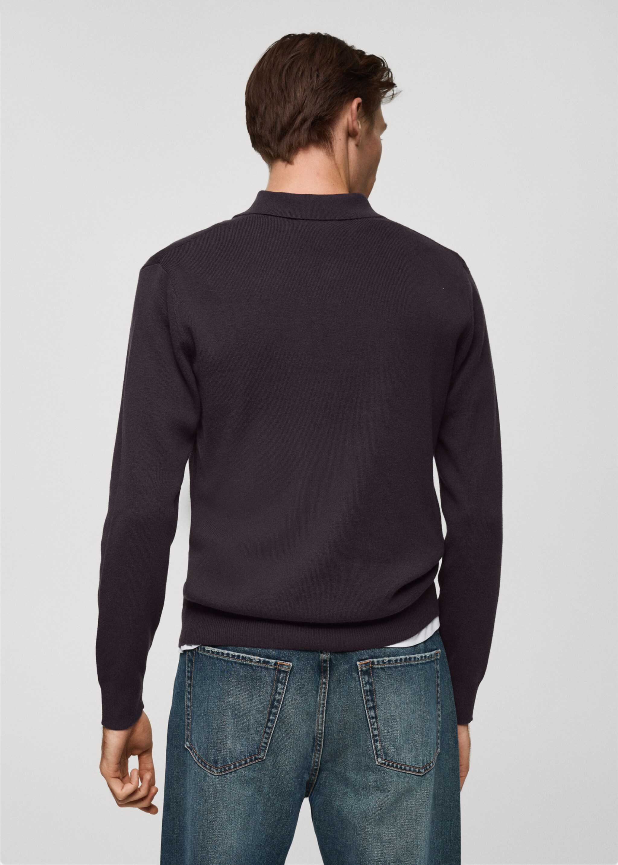 Fine cotton-knit polo sweater - Reverse of the article