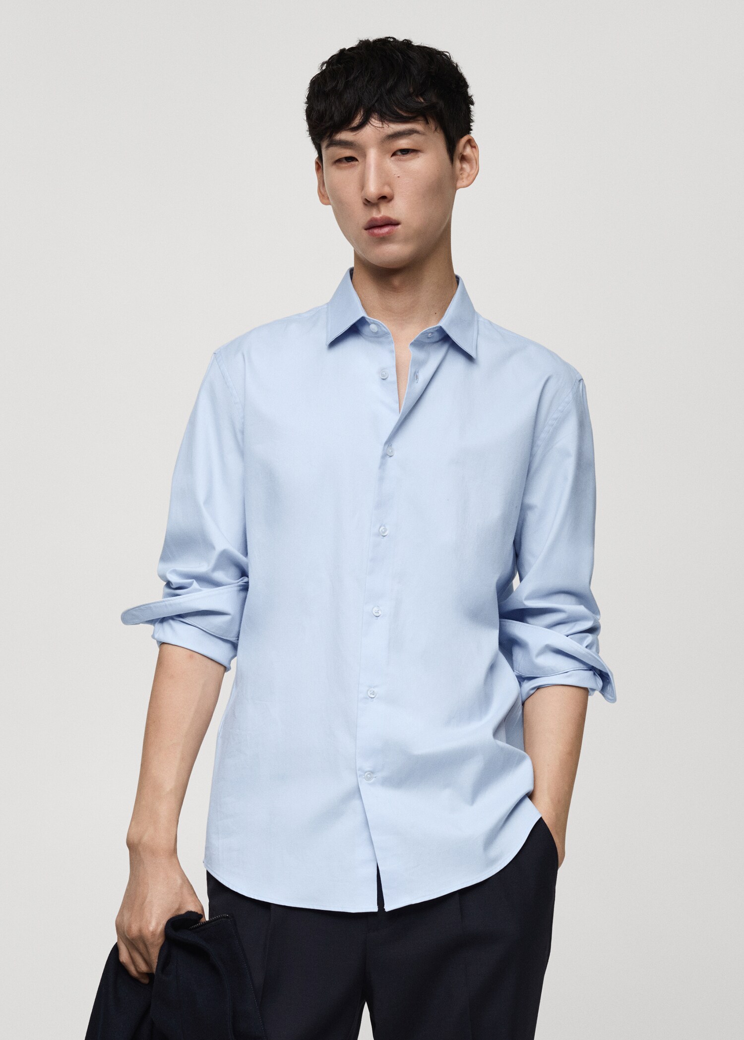 Camisa 100% algodón twill regular fit - Plano medio